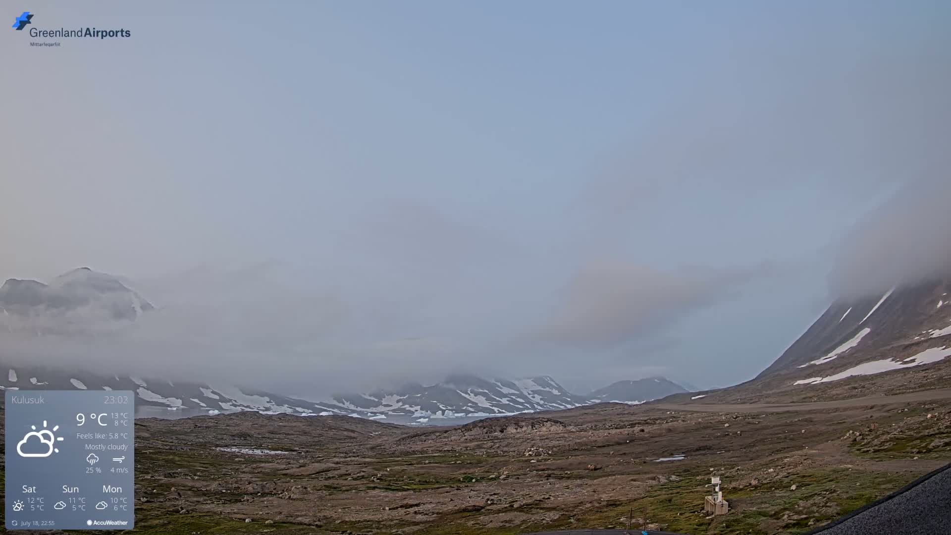 Kulusuk Airport East Towards View Live Cam  KUS / BGKK- Kulusuk, Sermersooq, Greenland, Denmark