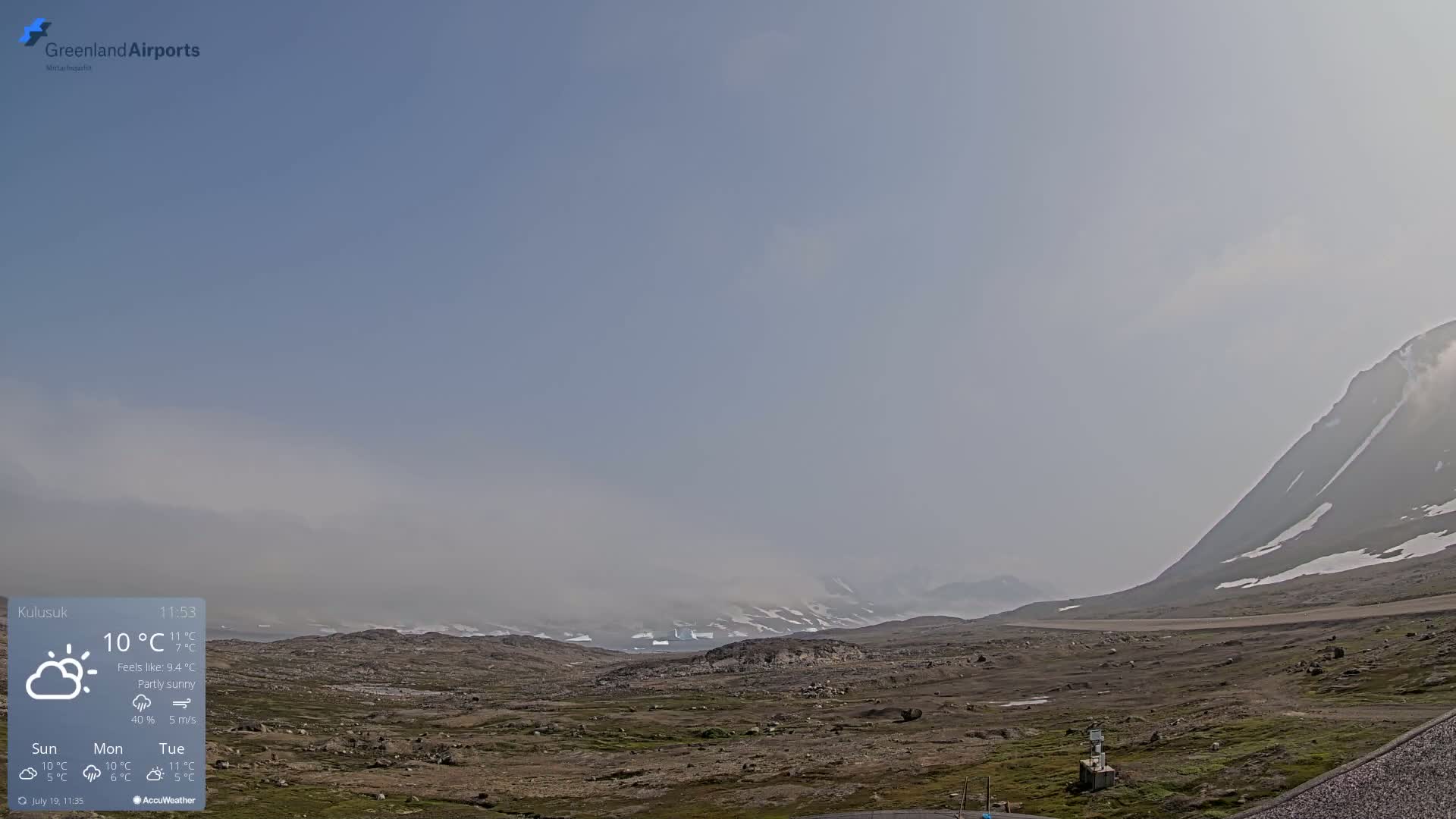 Kulusuk Airport East Towards View Live Cam  KUS / BGKK- Kulusuk, Sermersooq, Greenland, Denmark