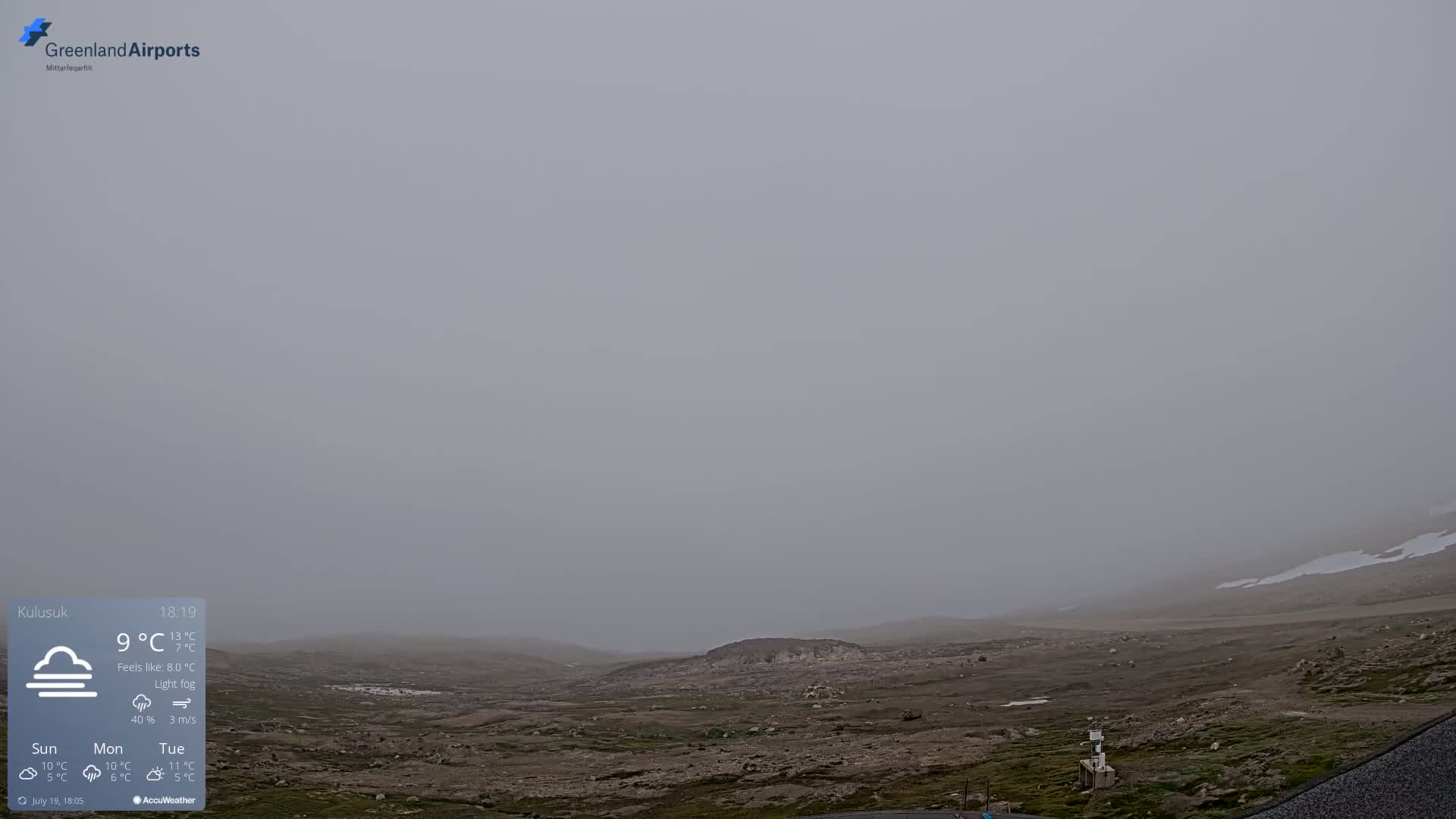 Kulusuk Airport East Towards View Live Cam  KUS / BGKK- Kulusuk, Sermersooq, Greenland, Denmark