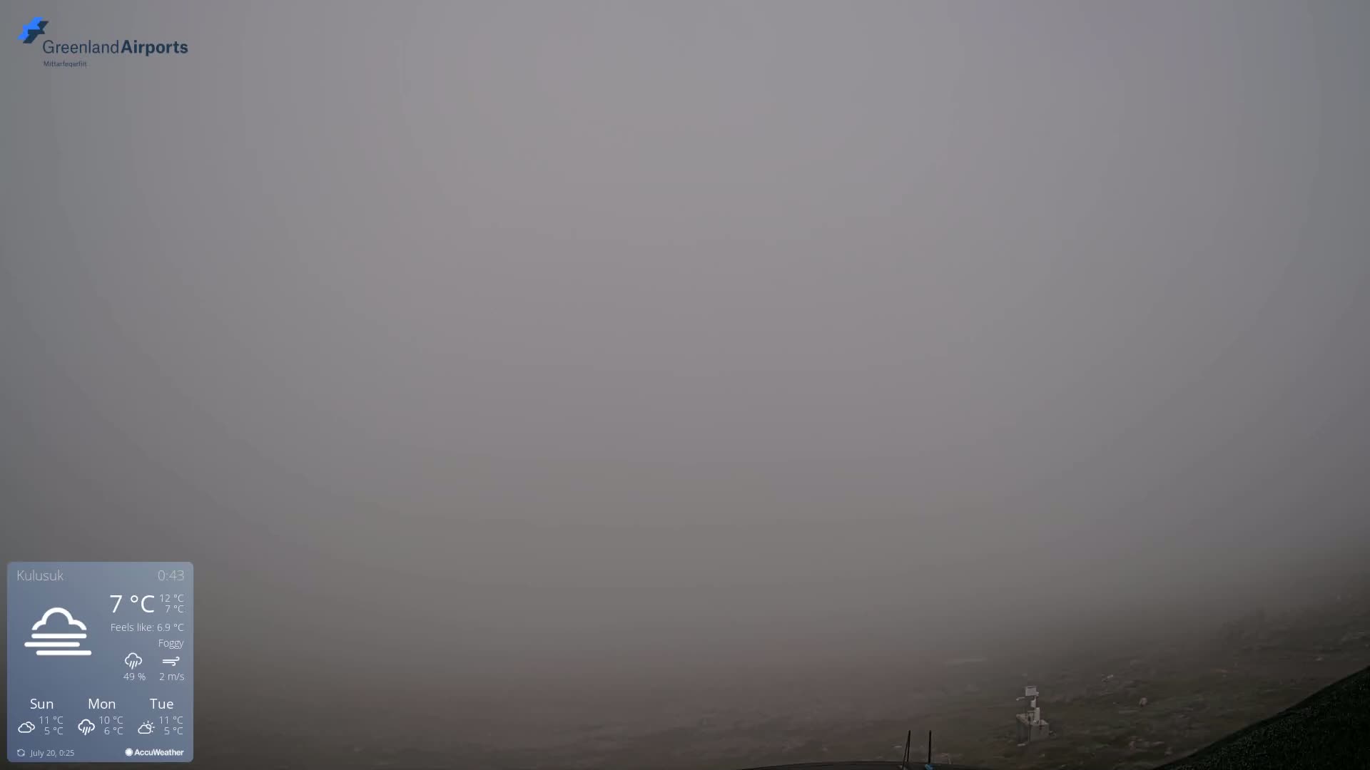 Kulusuk Airport East Towards View Live Cam  KUS / BGKK- Kulusuk, Sermersooq, Greenland, Denmark