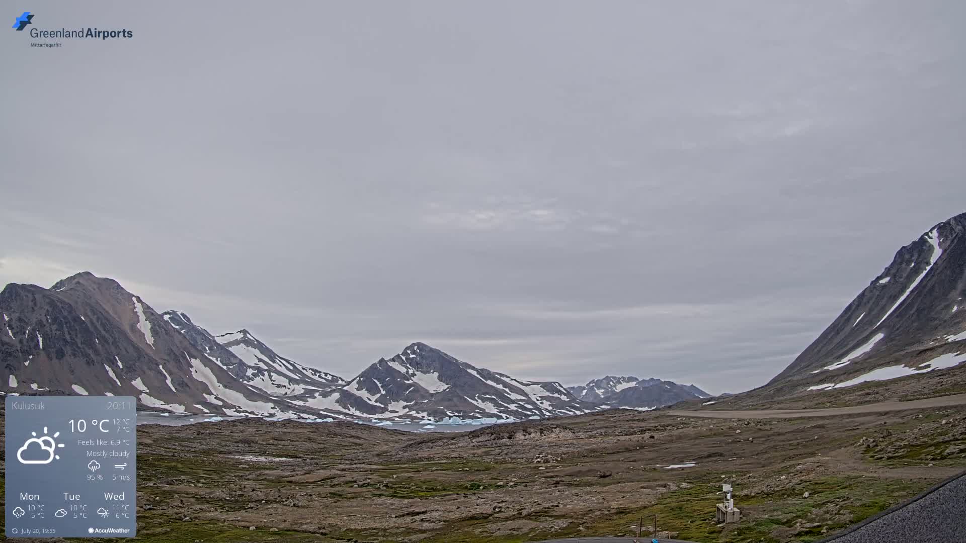 Kulusuk Airport East Towards View Live Cam  KUS / BGKK- Kulusuk, Sermersooq, Greenland, Denmark