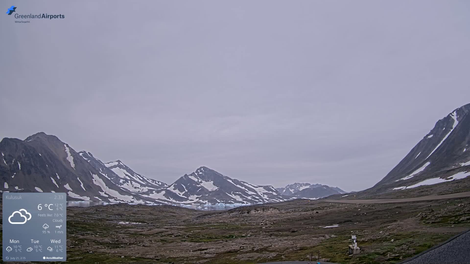 Kulusuk Airport East Towards View Live Cam  KUS / BGKK- Kulusuk, Sermersooq, Greenland, Denmark