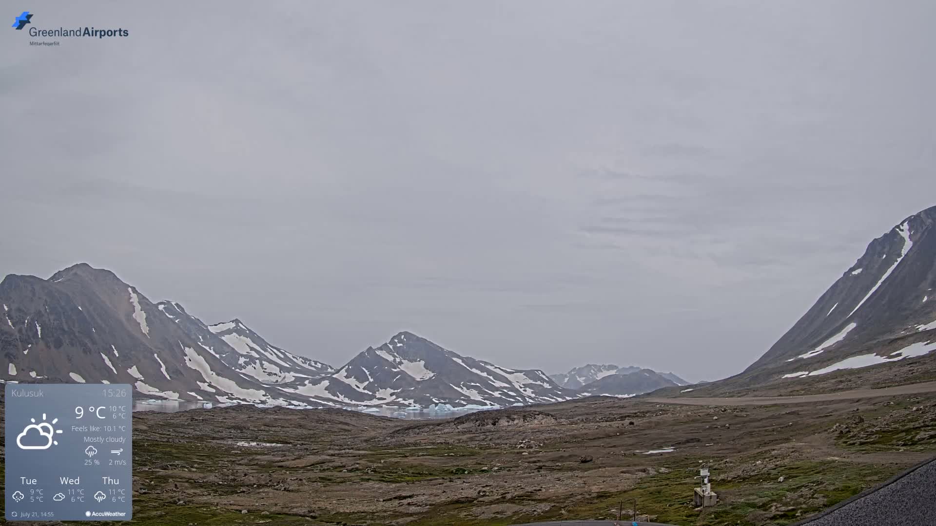 Kulusuk Airport East Towards View Live Cam  KUS / BGKK- Kulusuk, Sermersooq, Greenland, Denmark