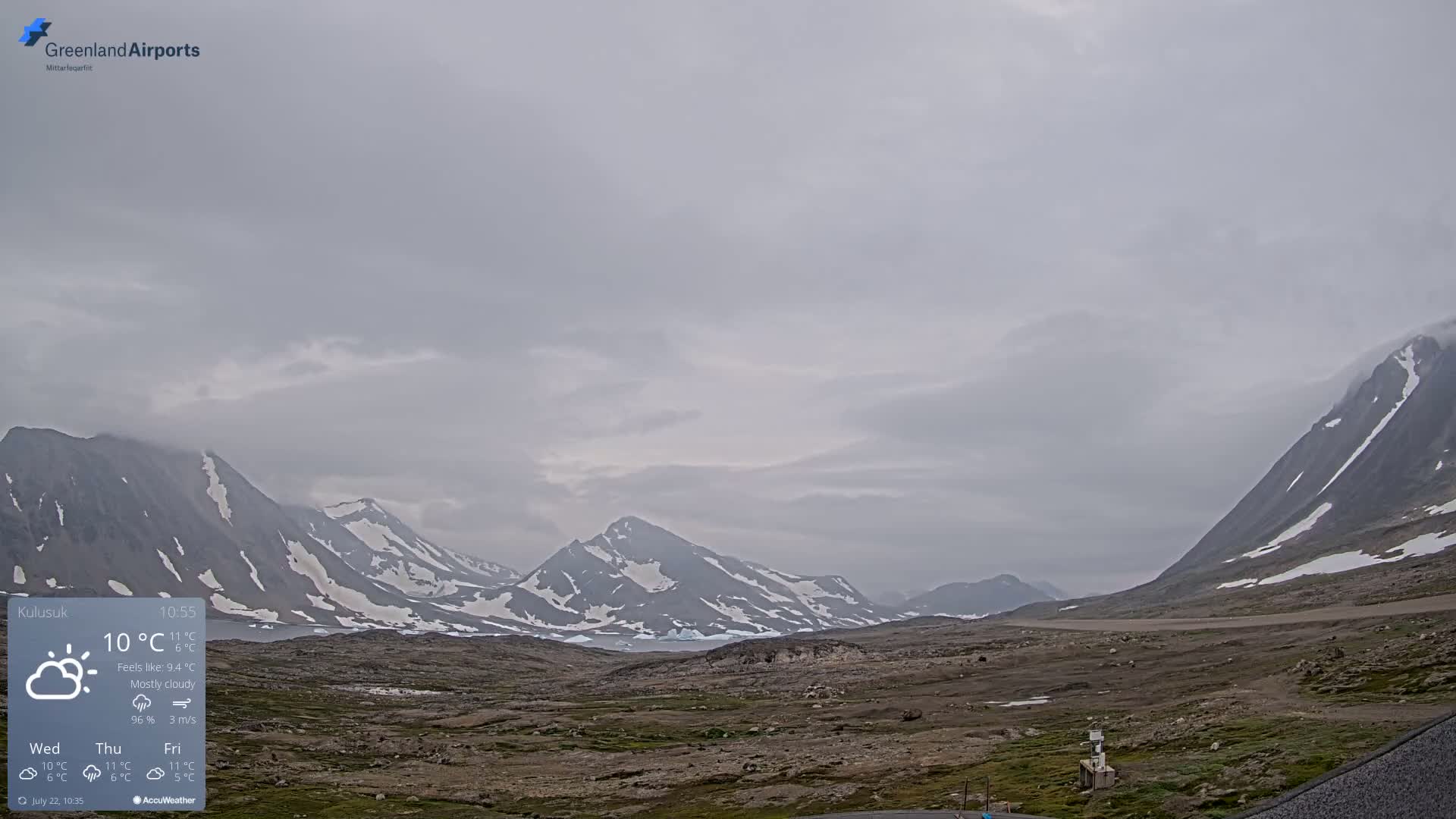 Kulusuk Airport East Towards View Live Cam  KUS / BGKK- Kulusuk, Sermersooq, Greenland, Denmark