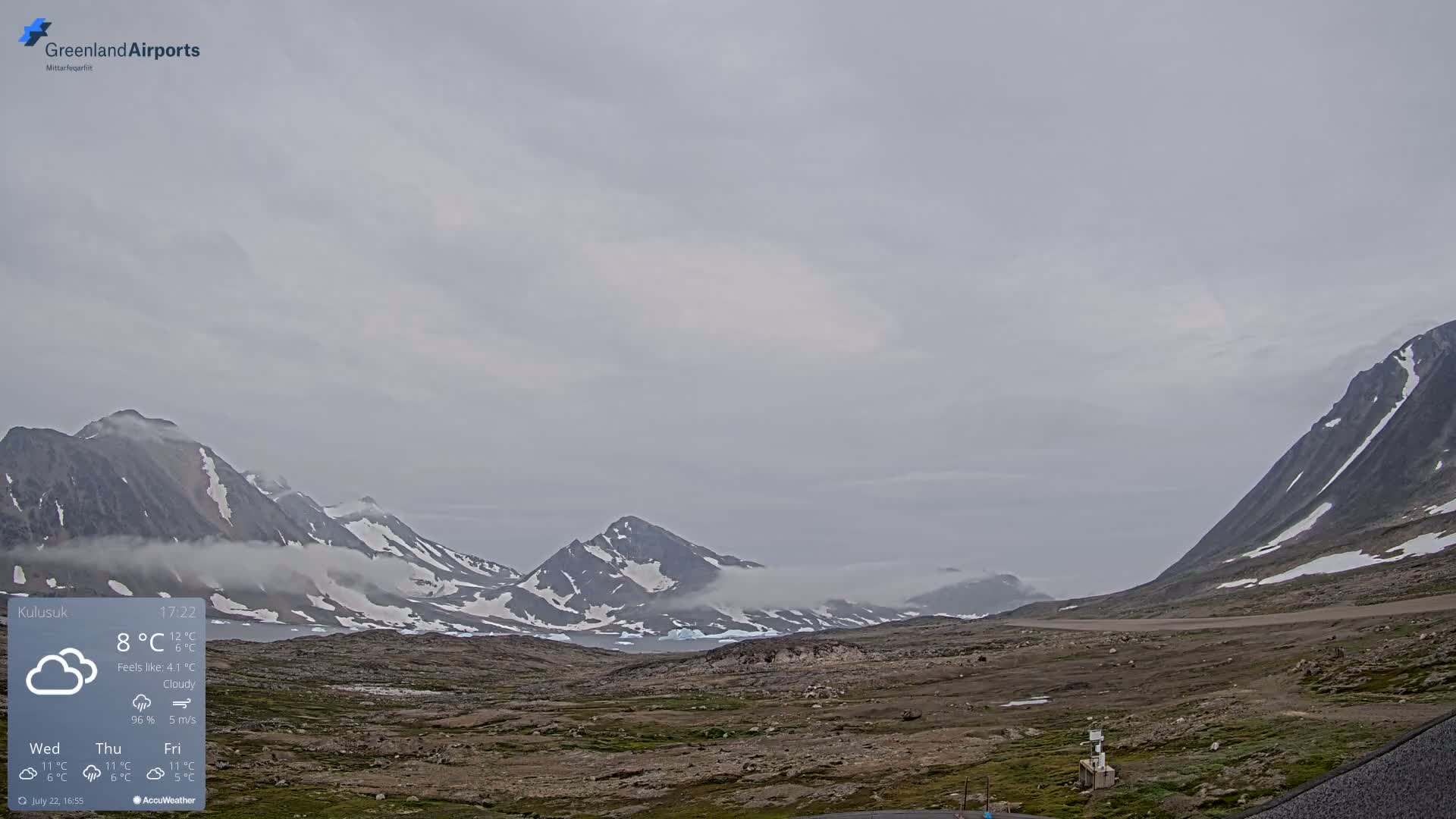 Kulusuk Airport East Towards View Live Cam  KUS / BGKK- Kulusuk, Sermersooq, Greenland, Denmark