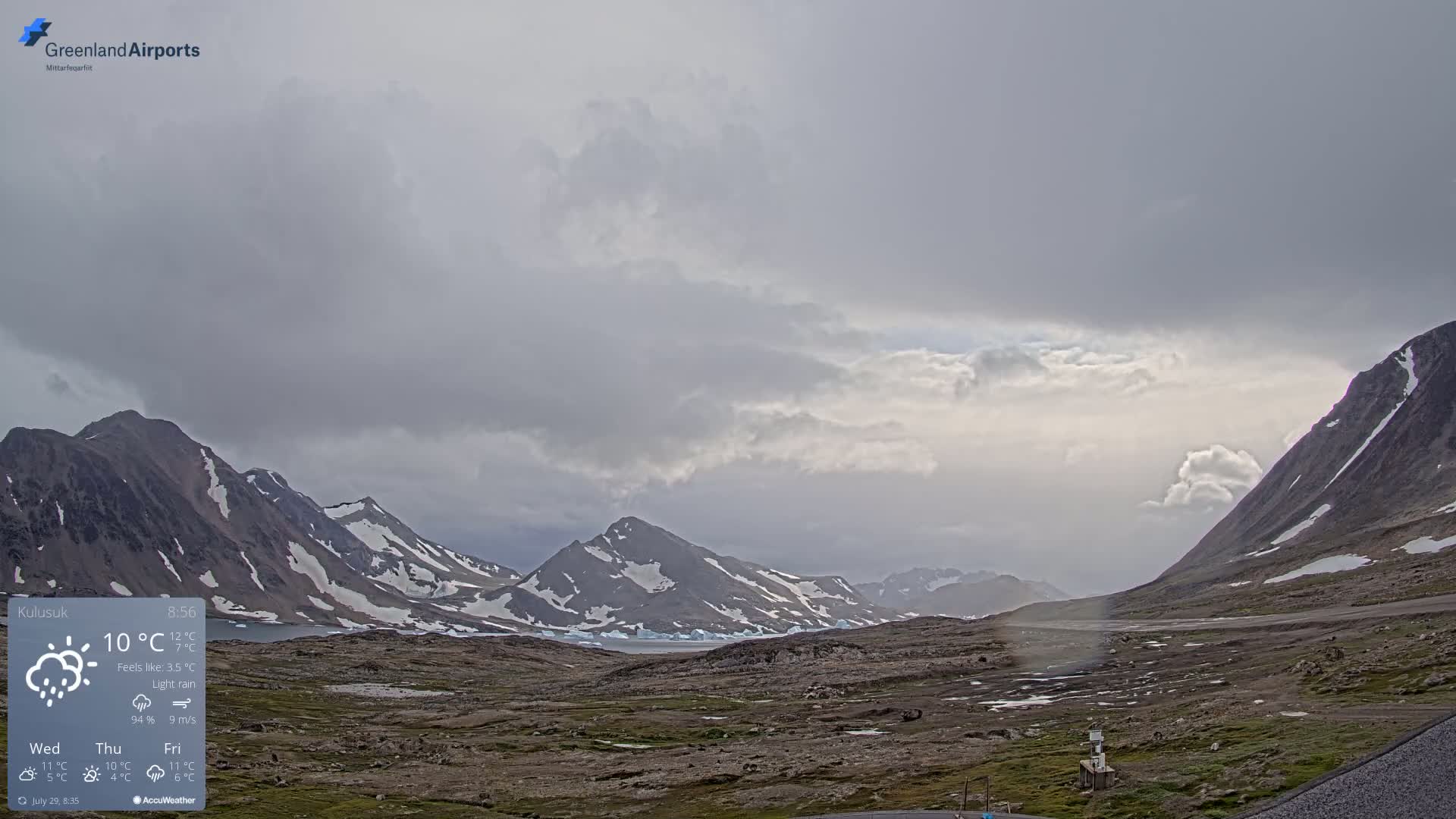 Kulusuk Airport East Towards View Live Cam  KUS / BGKK- Kulusuk, Sermersooq, Greenland, Denmark