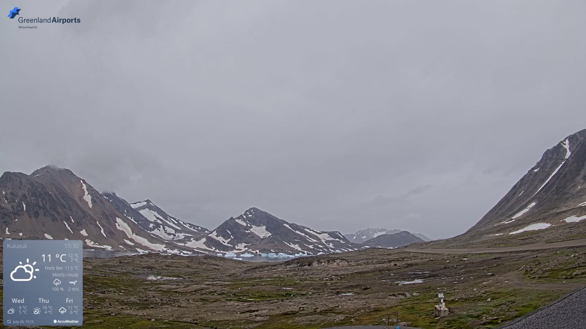 Kulusuk Airport East Towards View Live Cam  KUS / BGKK- Kulusuk, Sermersooq, Greenland, Denmark