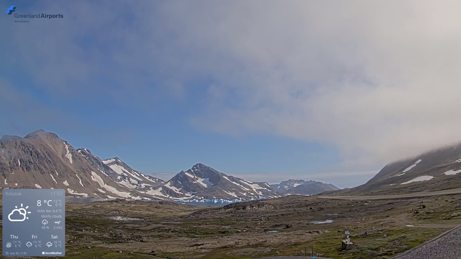 Kulusuk Airport East Towards View Live Cam  KUS / BGKK- Kulusuk, Sermersooq, Greenland, Denmark