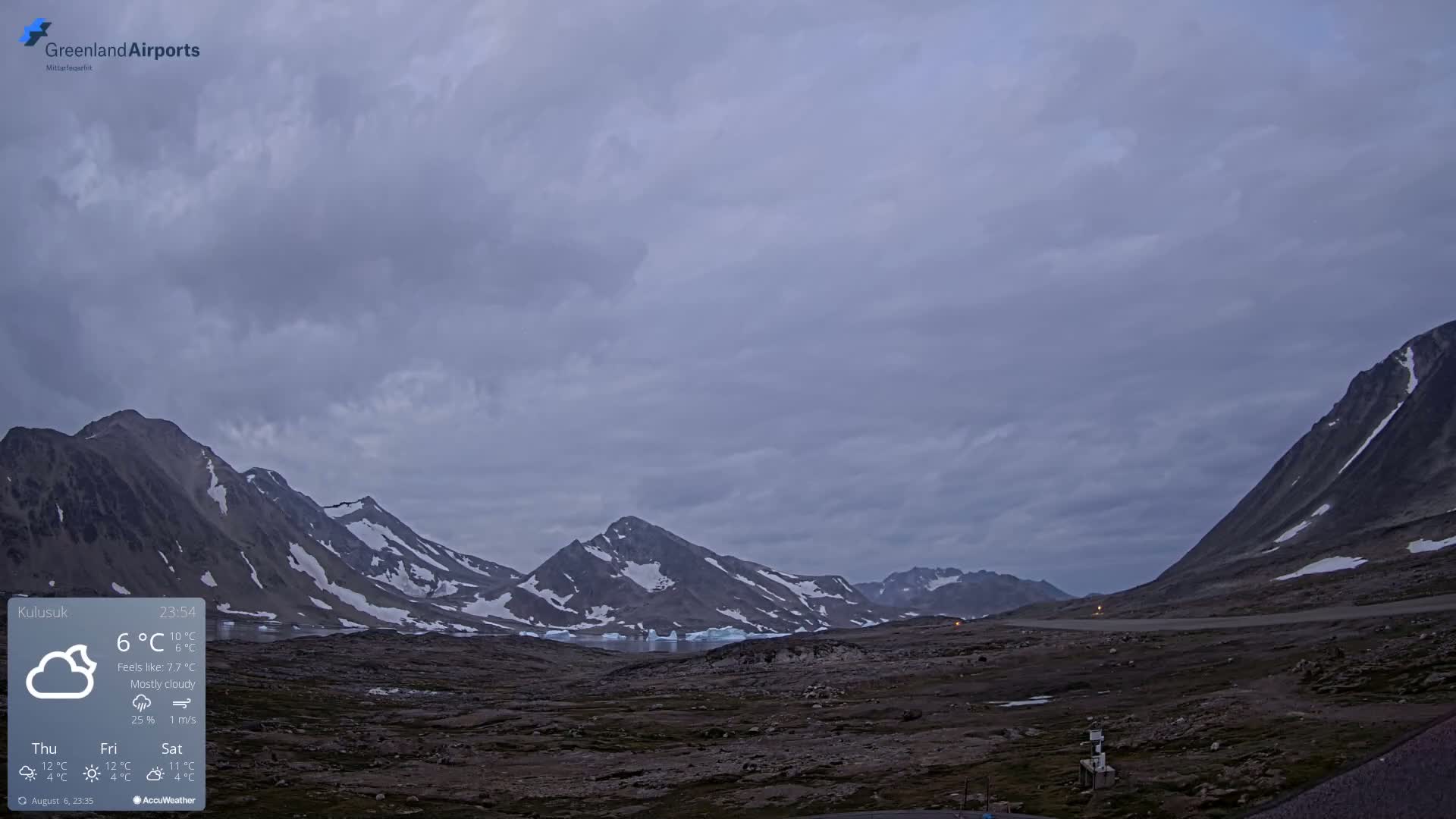 Kulusuk Airport East Towards View Live Cam  KUS / BGKK- Kulusuk, Sermersooq, Greenland, Denmark