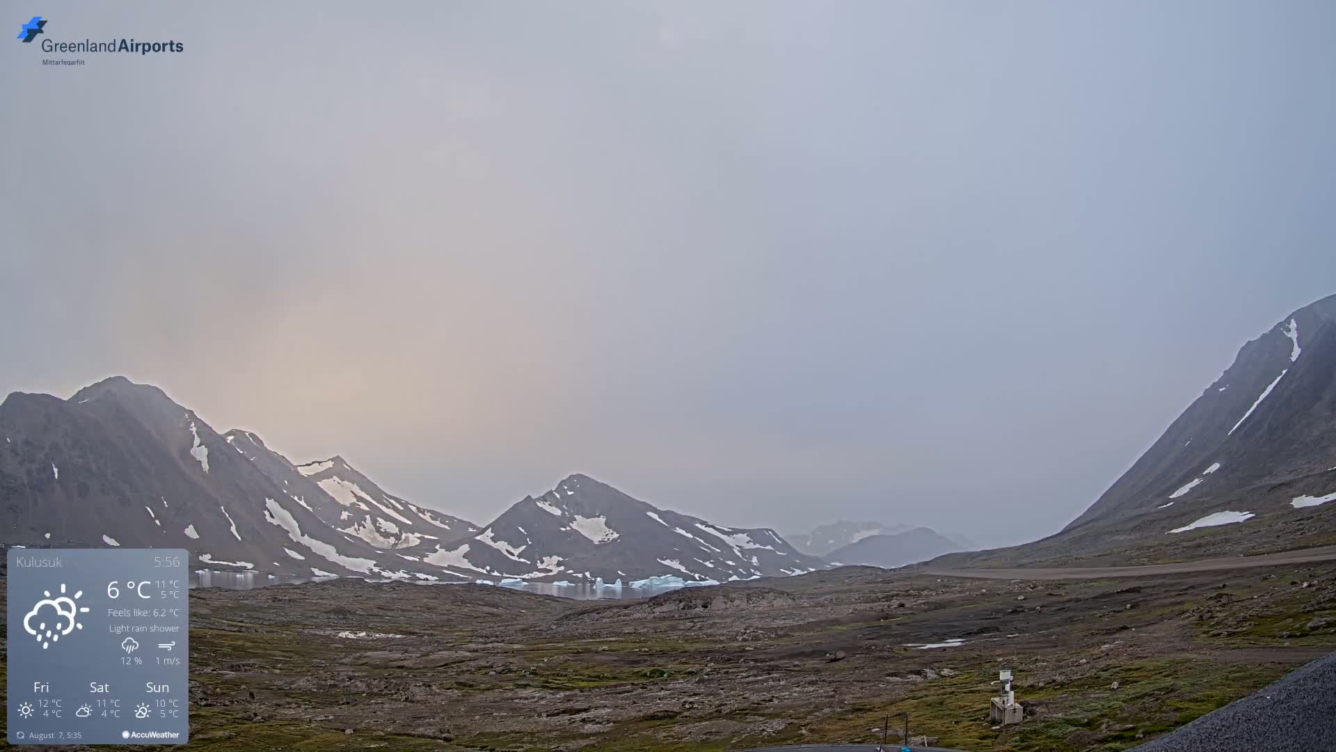 Kulusuk Airport East Towards View Live Cam  KUS / BGKK- Kulusuk, Sermersooq, Greenland, Denmark