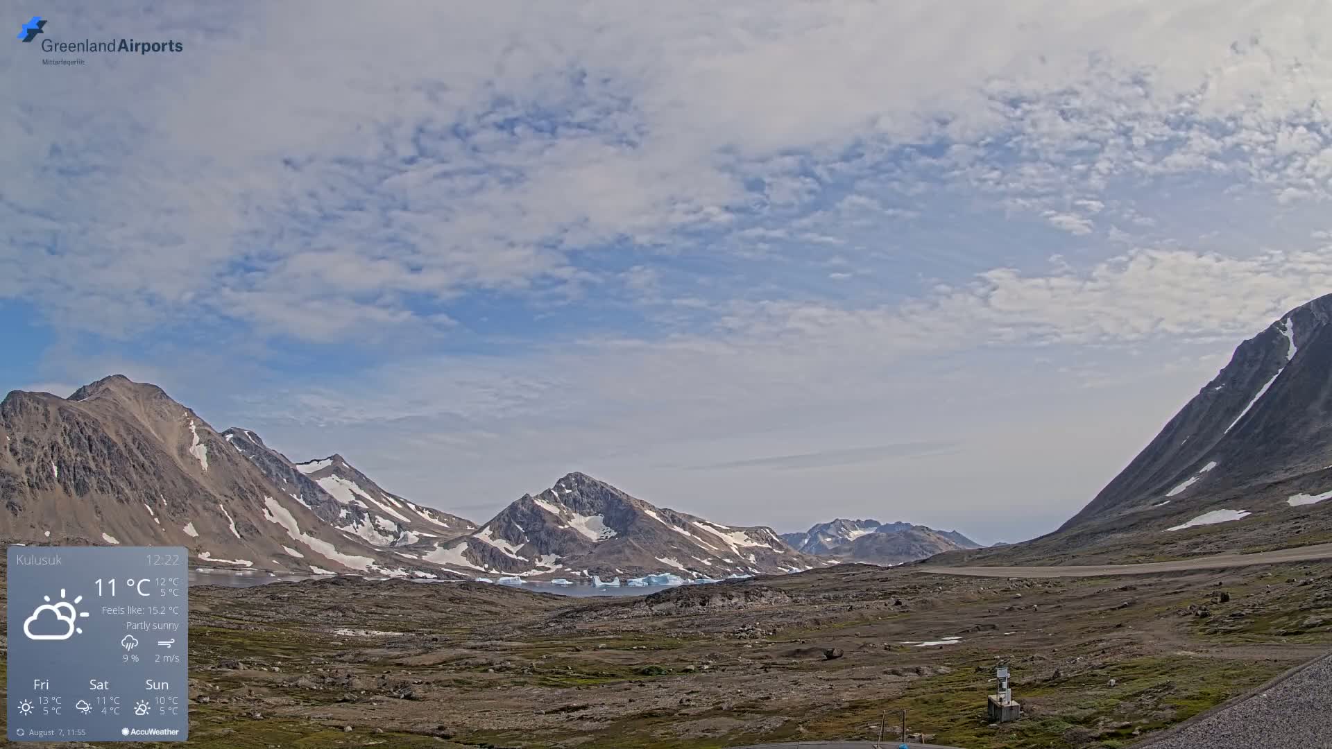 Kulusuk Airport East Towards View Live Cam  KUS / BGKK- Kulusuk, Sermersooq, Greenland, Denmark