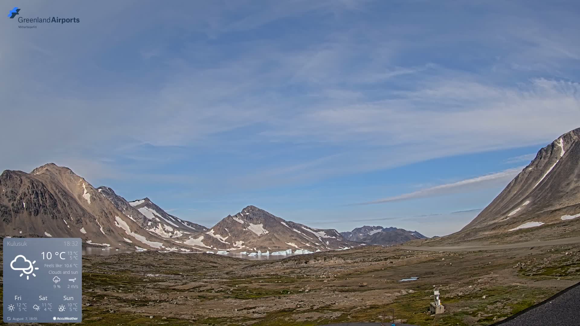 Kulusuk Airport East Towards View Live Cam  KUS / BGKK- Kulusuk, Sermersooq, Greenland, Denmark