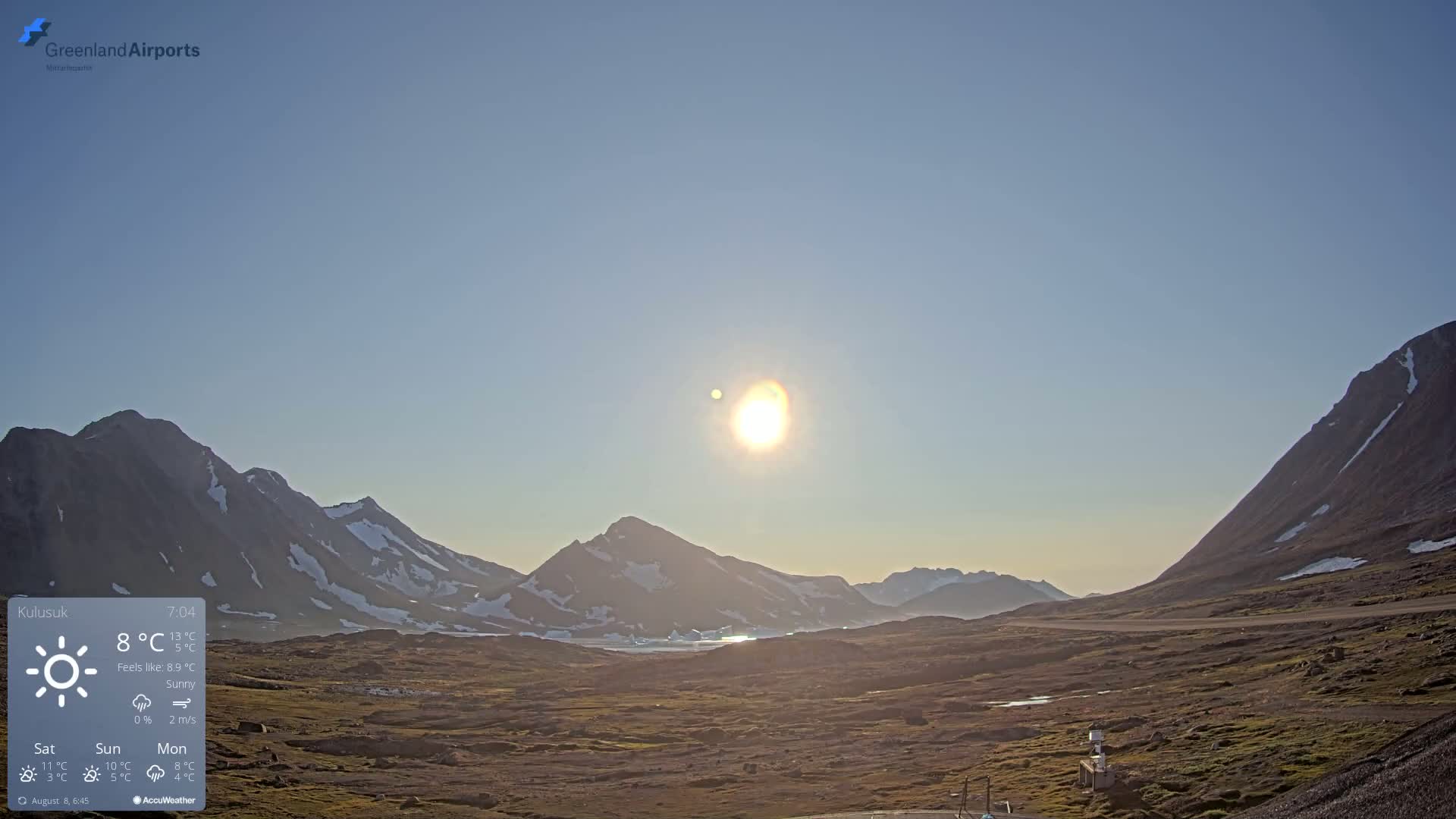 Kulusuk Airport East Towards View Live Cam  KUS / BGKK- Kulusuk, Sermersooq, Greenland, Denmark