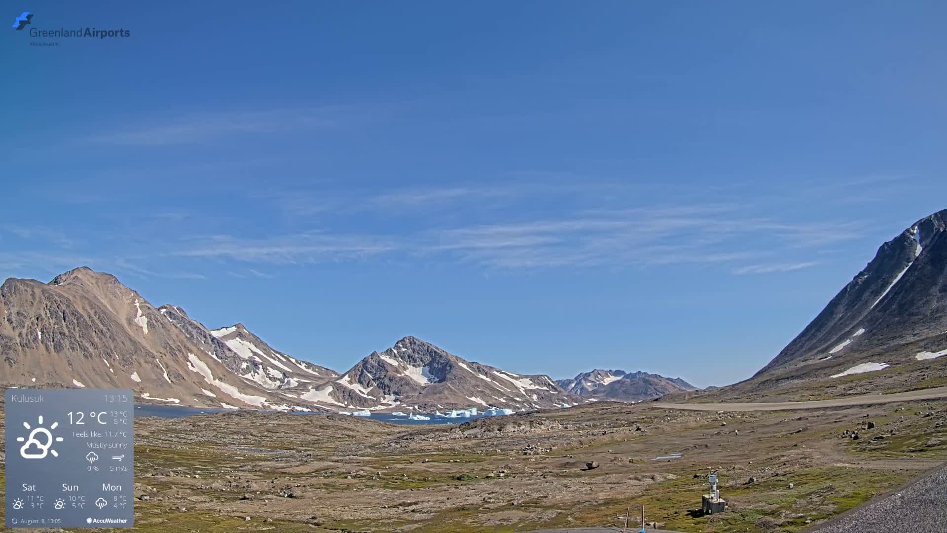Kulusuk Airport East Towards View Live Cam  KUS / BGKK- Kulusuk, Sermersooq, Greenland, Denmark