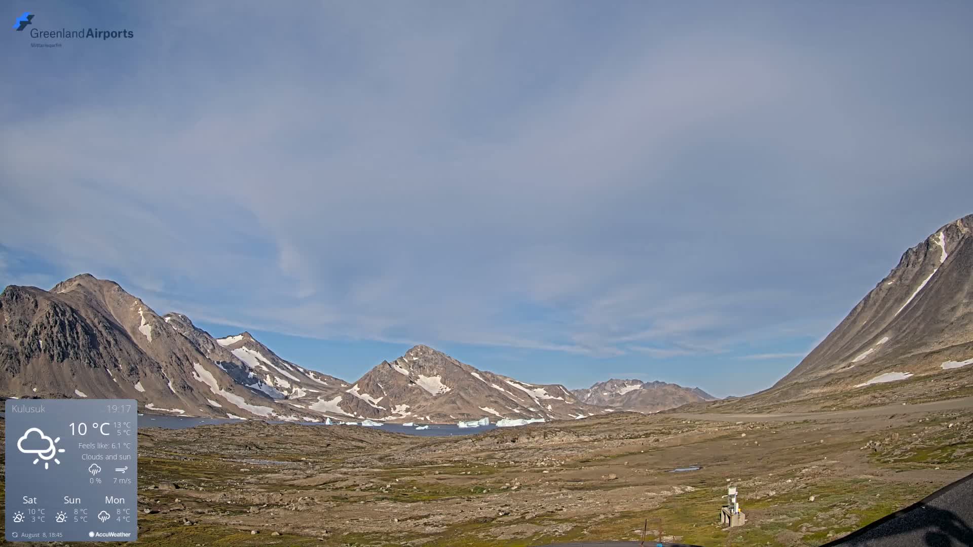 Kulusuk Airport East Towards View Live Cam  KUS / BGKK- Kulusuk, Sermersooq, Greenland, Denmark