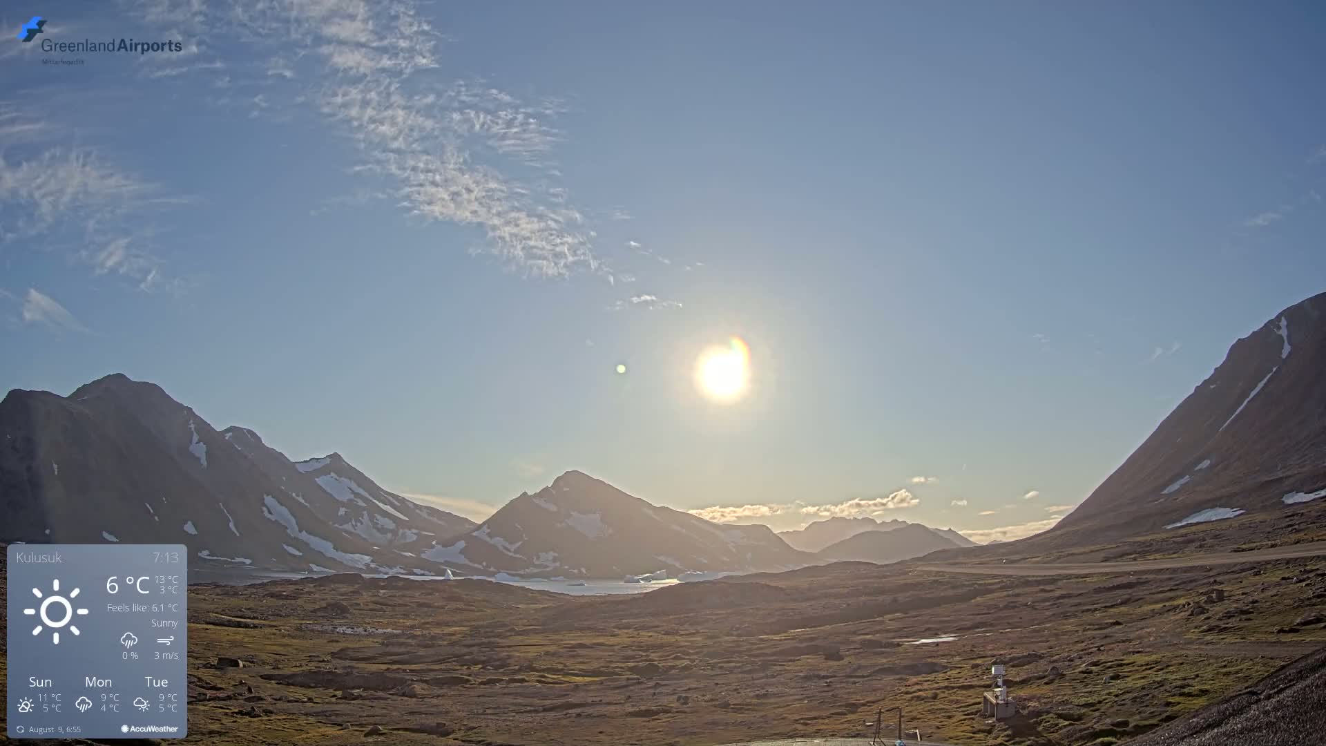 Kulusuk Airport East Towards View Live Cam  KUS / BGKK- Kulusuk, Sermersooq, Greenland, Denmark