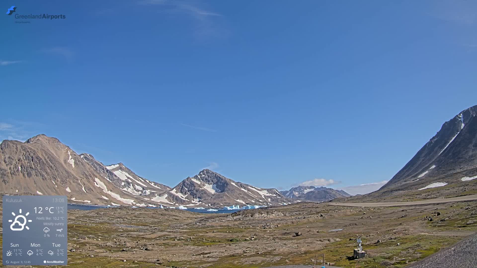 Kulusuk Airport East Towards View Live Cam  KUS / BGKK- Kulusuk, Sermersooq, Greenland, Denmark