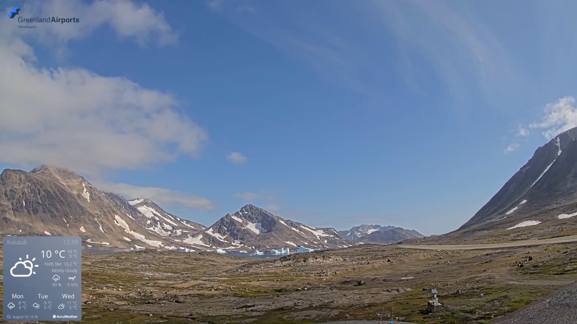 Kulusuk Airport East Towards View Live Cam  KUS / BGKK- Kulusuk, Sermersooq, Greenland, Denmark