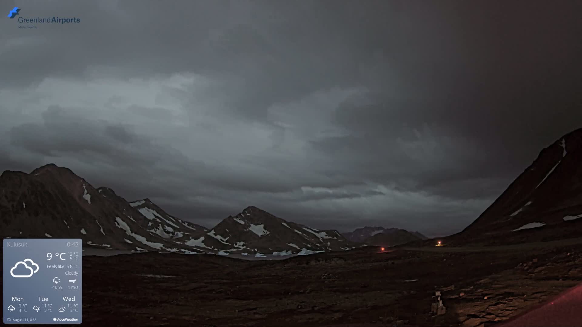 Kulusuk Airport East Towards View Live Cam  KUS / BGKK- Kulusuk, Sermersooq, Greenland, Denmark