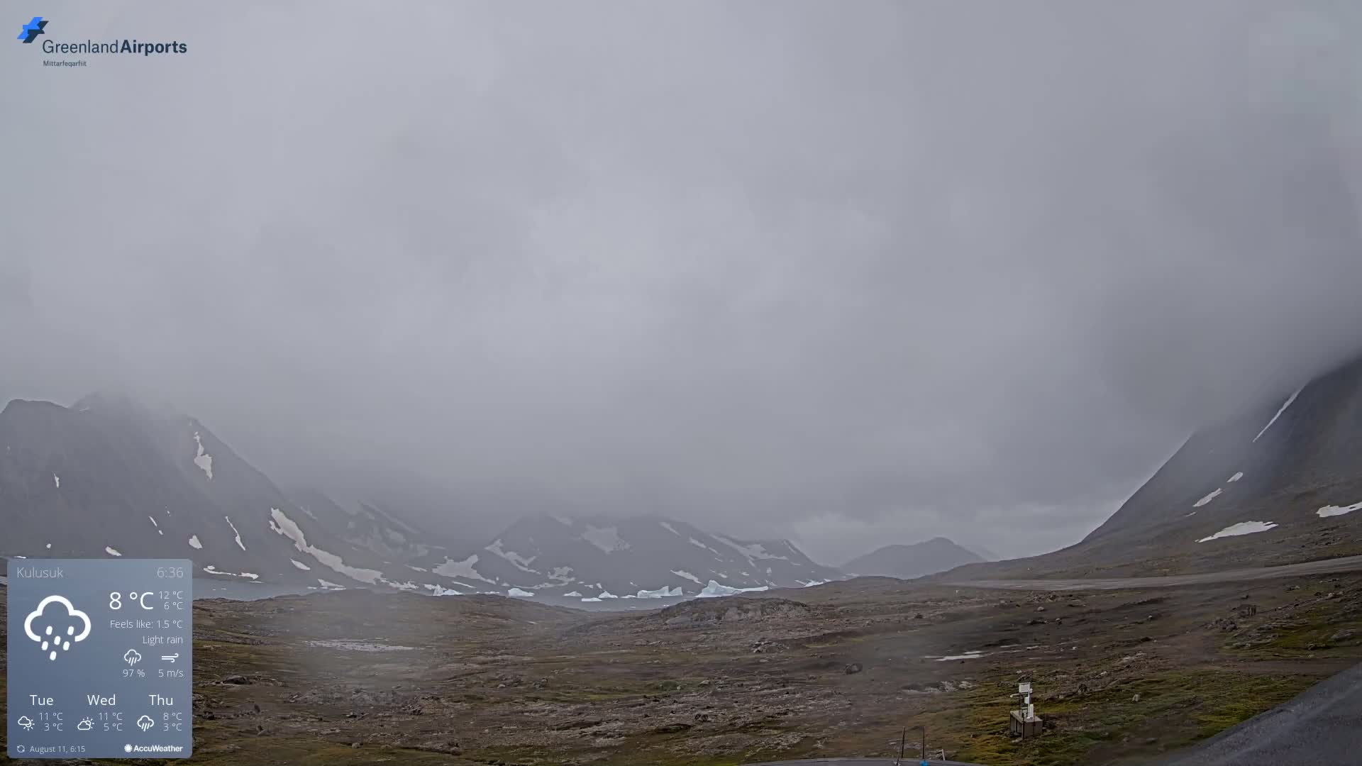 Kulusuk Airport East Towards View Live Cam  KUS / BGKK- Kulusuk, Sermersooq, Greenland, Denmark