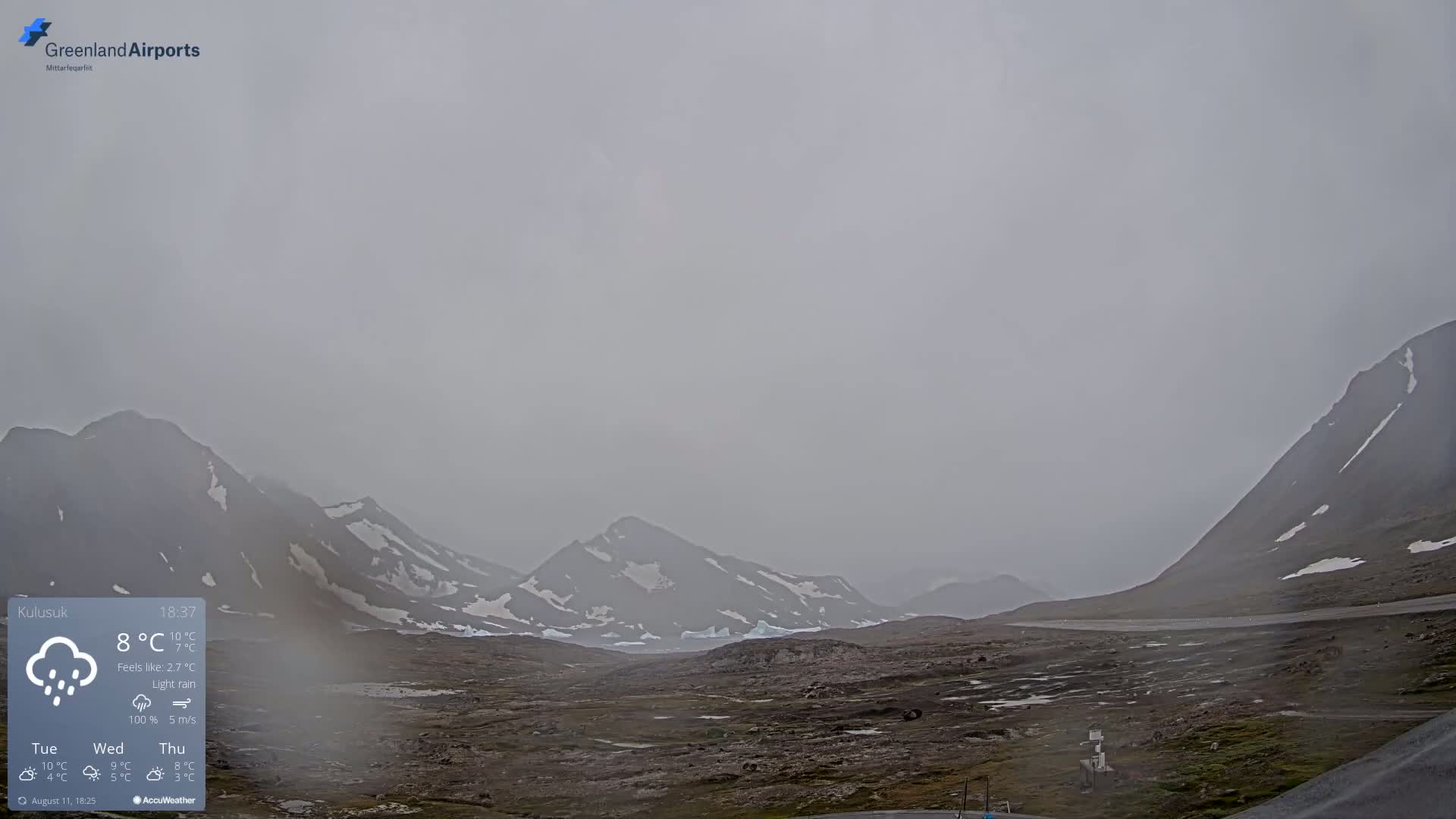 Kulusuk Airport East Towards View Live Cam  KUS / BGKK- Kulusuk, Sermersooq, Greenland, Denmark