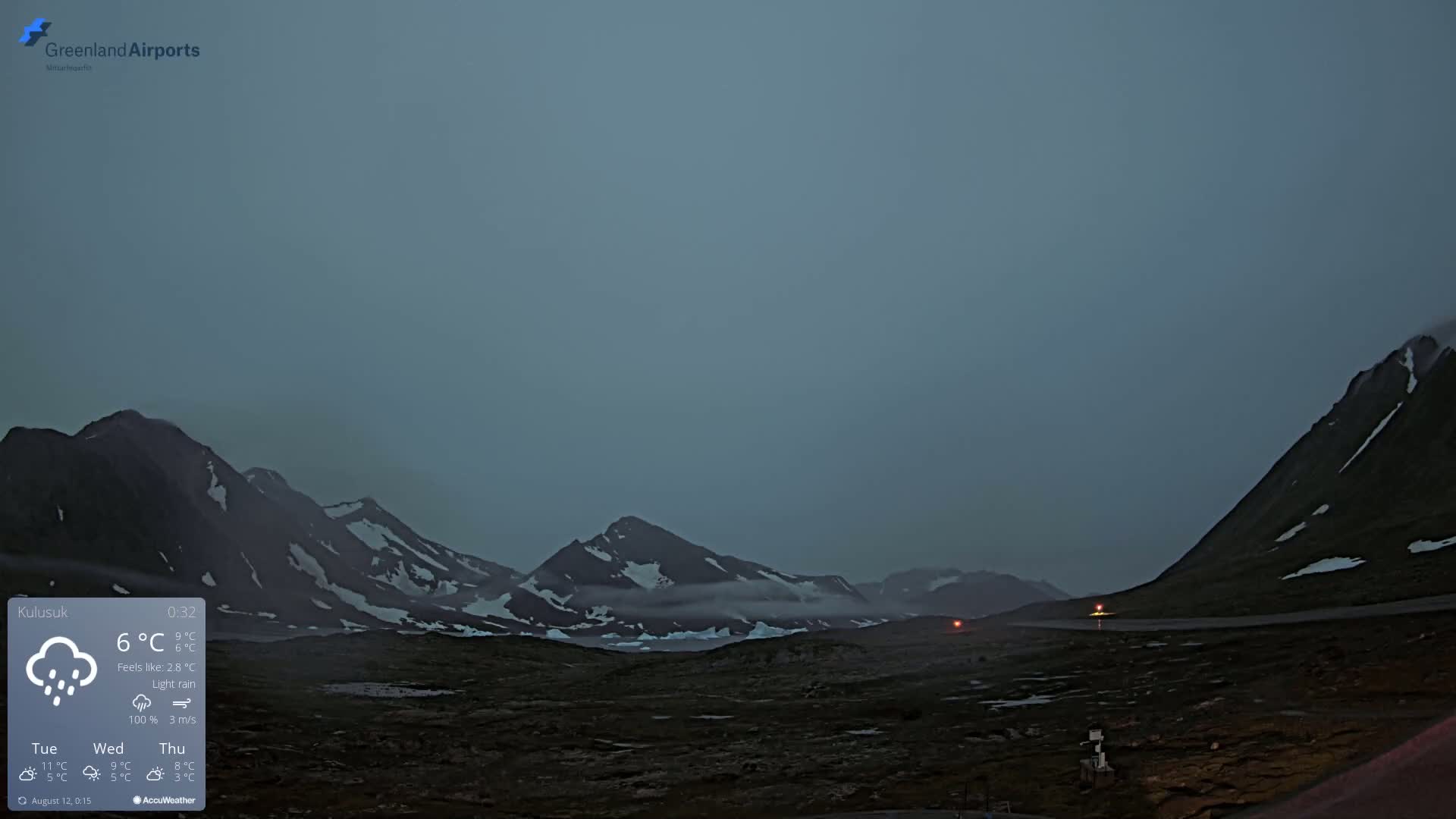 Kulusuk Airport East Towards View Live Cam  KUS / BGKK- Kulusuk, Sermersooq, Greenland, Denmark