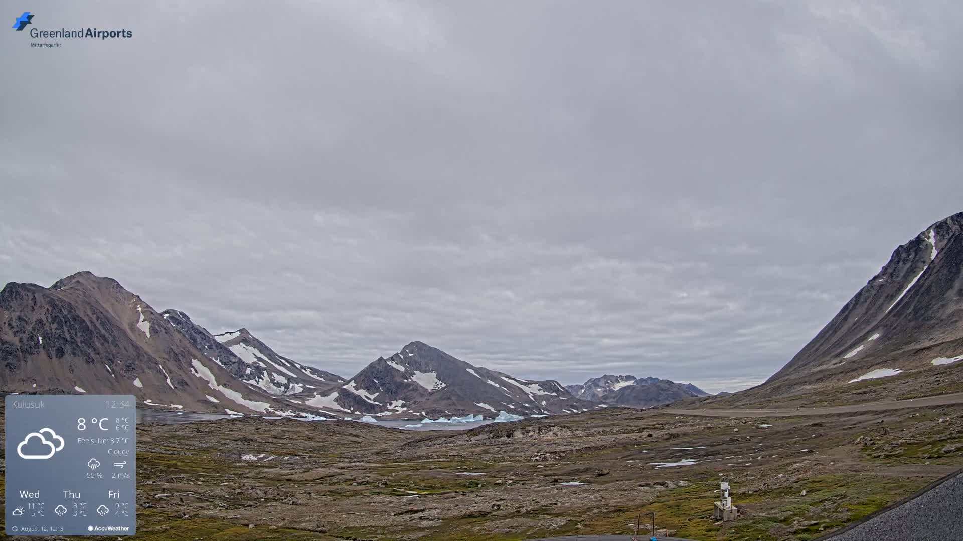 Kulusuk Airport East Towards View Live Cam  KUS / BGKK- Kulusuk, Sermersooq, Greenland, Denmark