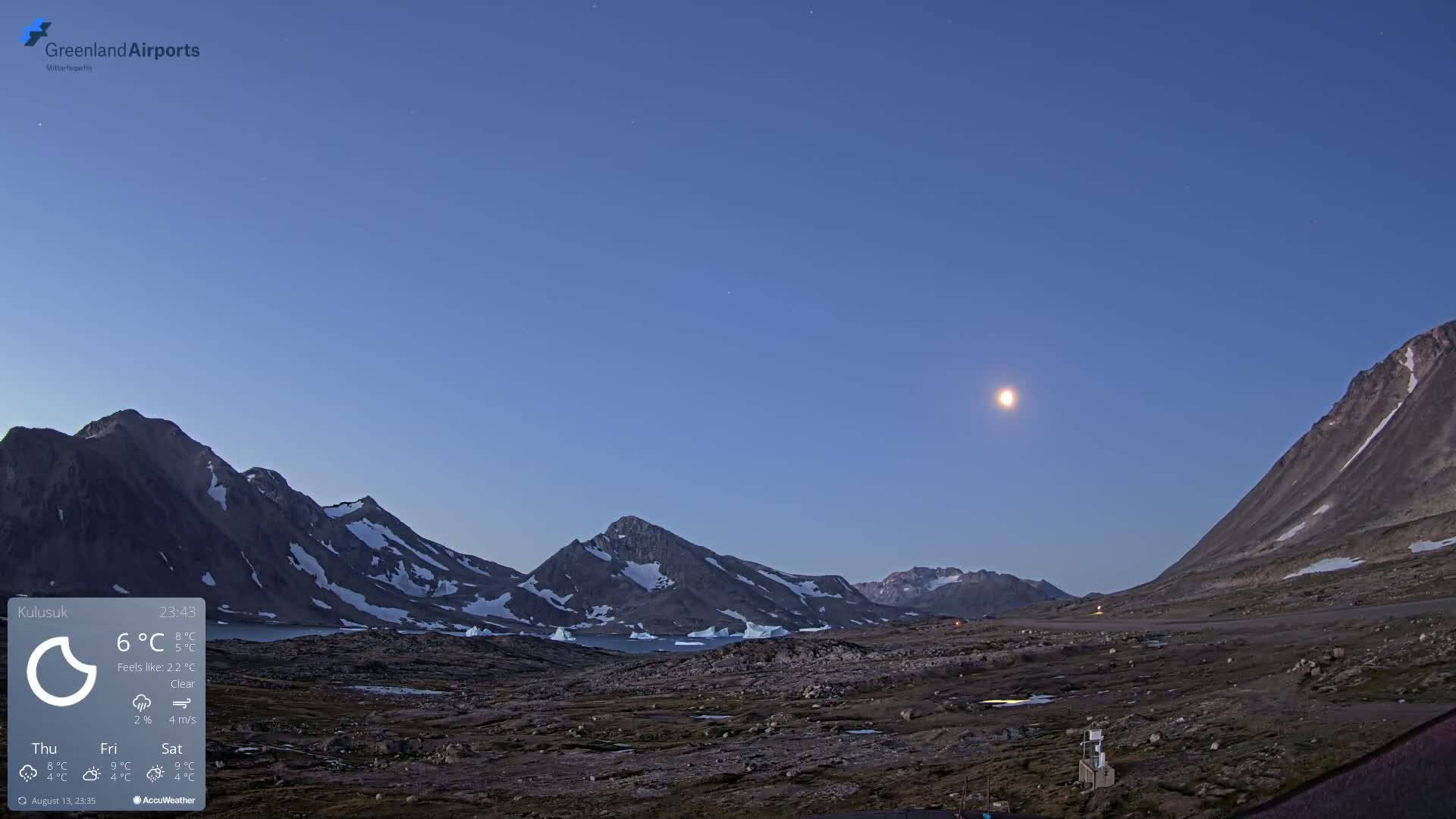 Kulusuk Airport East Towards View Live Cam  KUS / BGKK- Kulusuk, Sermersooq, Greenland, Denmark