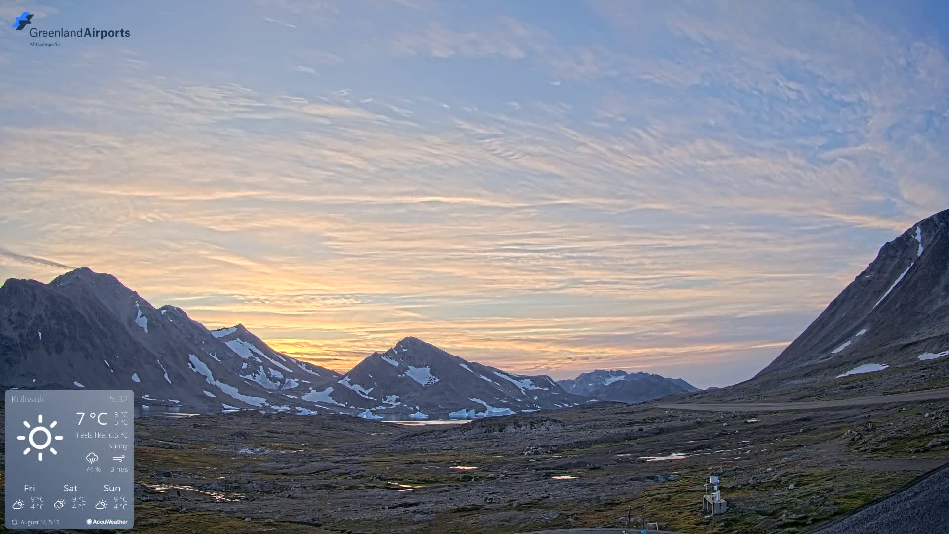 Kulusuk Airport East Towards View Live Cam  KUS / BGKK- Kulusuk, Sermersooq, Greenland, Denmark