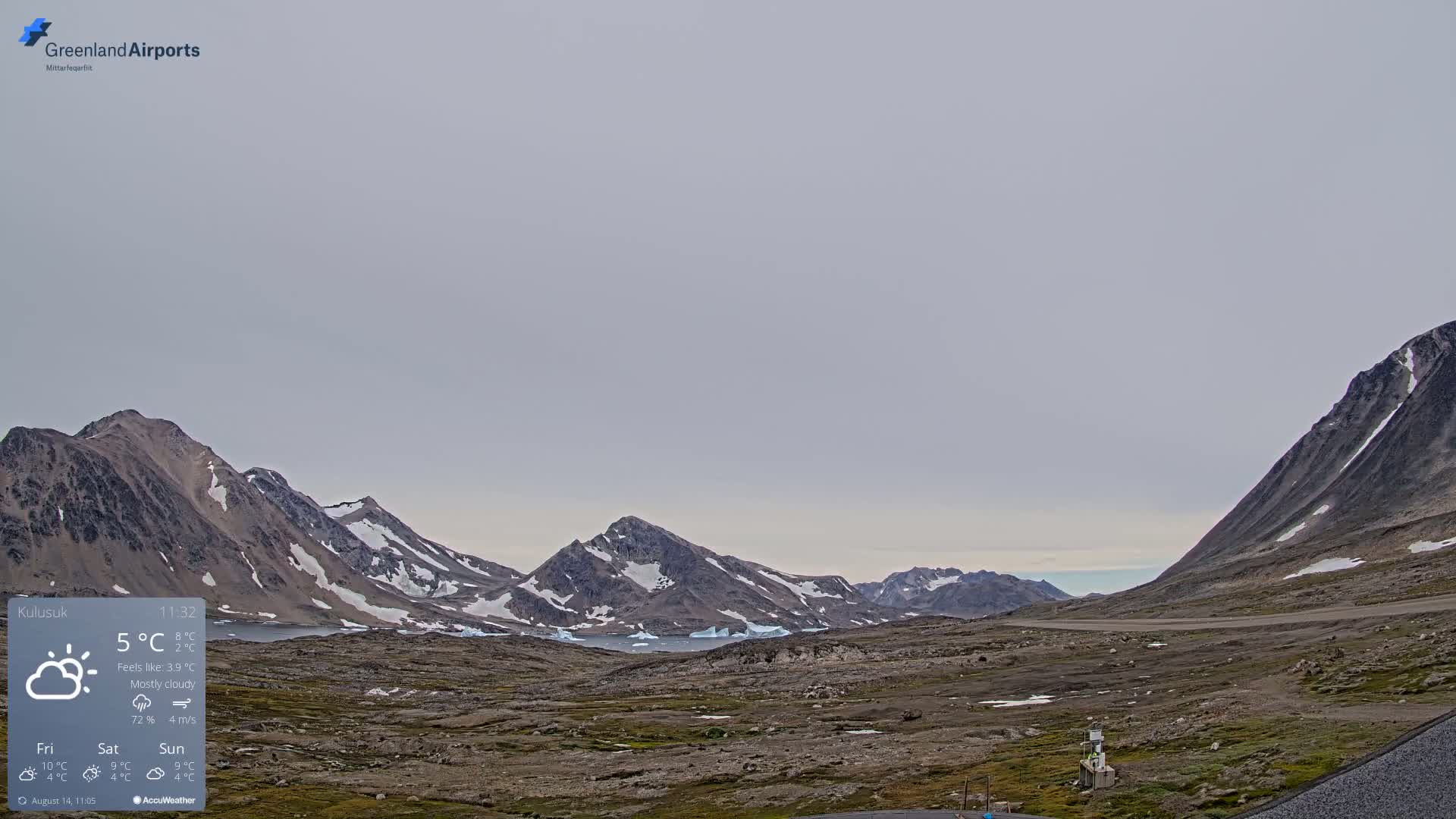 Kulusuk Airport East Towards View Live Cam  KUS / BGKK- Kulusuk, Sermersooq, Greenland, Denmark