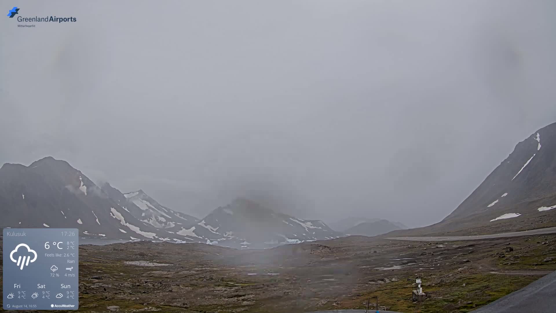 Kulusuk Airport East Towards View Live Cam  KUS / BGKK- Kulusuk, Sermersooq, Greenland, Denmark