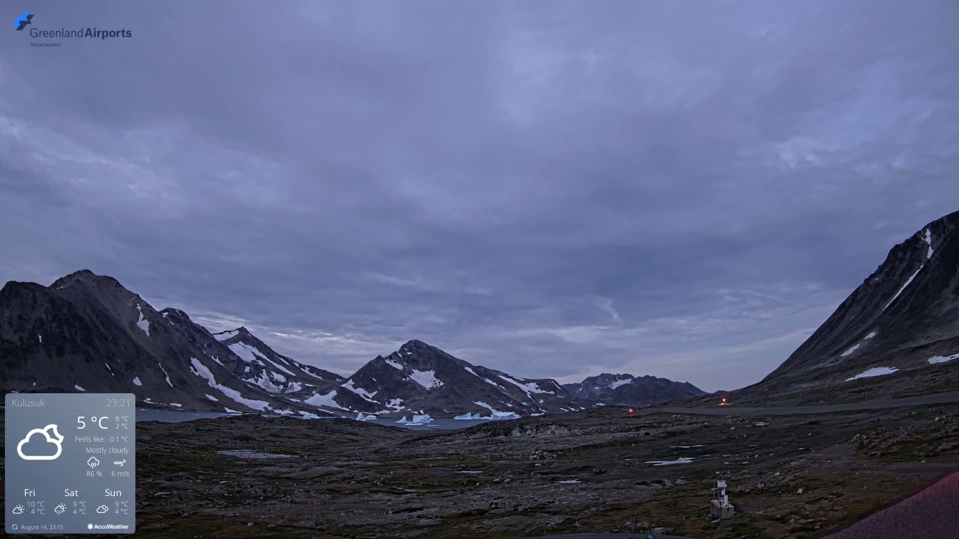 Kulusuk Airport East Towards View Live Cam  KUS / BGKK- Kulusuk, Sermersooq, Greenland, Denmark