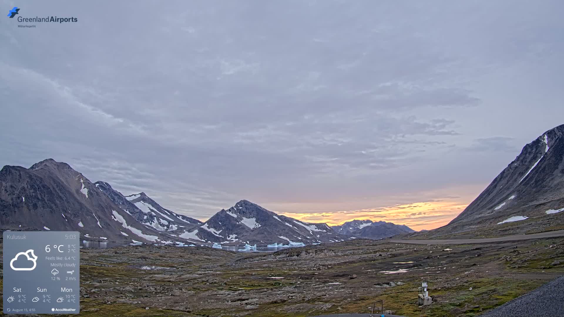 Kulusuk Airport East Towards View Live Cam  KUS / BGKK- Kulusuk, Sermersooq, Greenland, Denmark