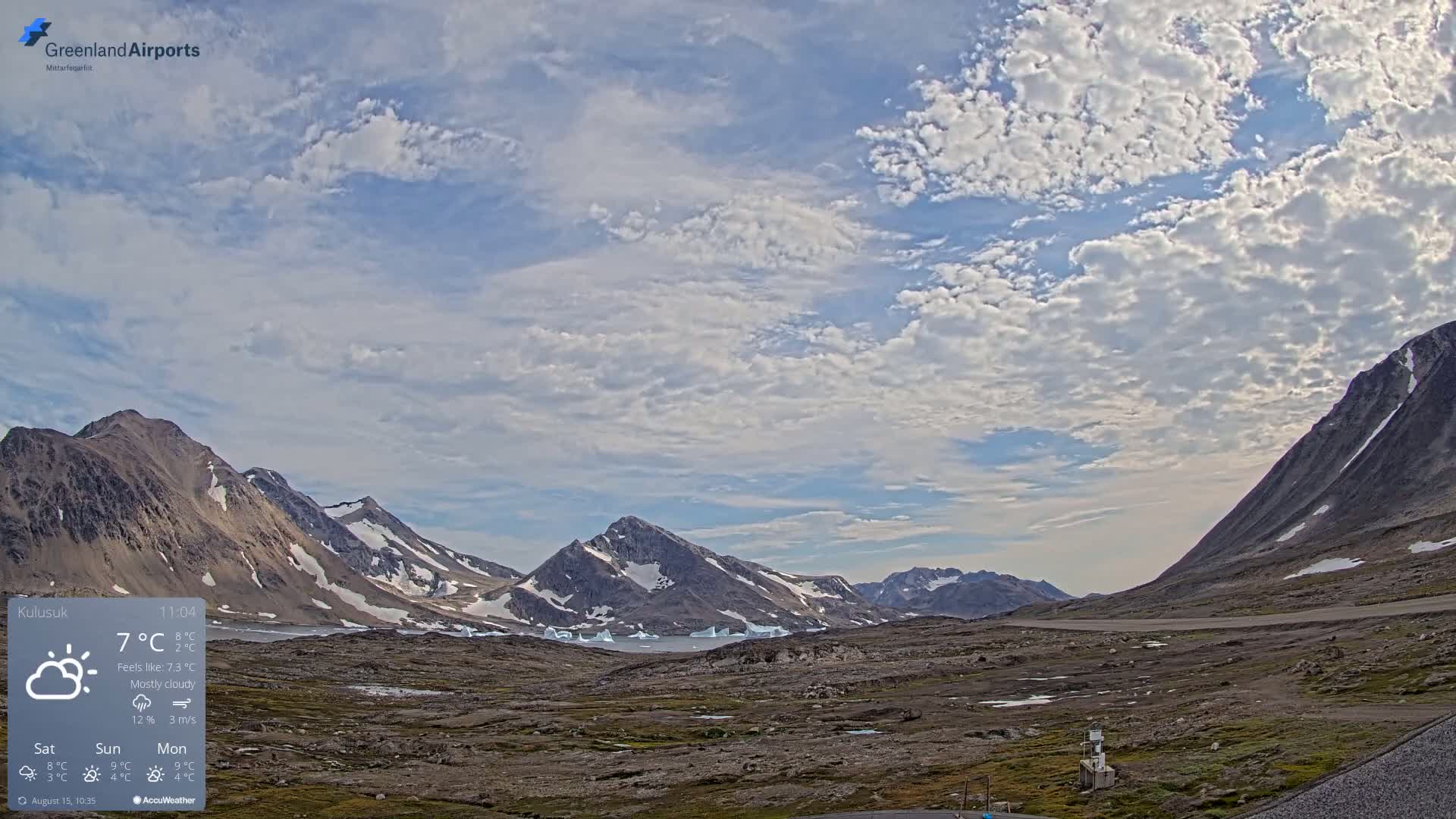 Kulusuk Airport East Towards View Live Cam  KUS / BGKK- Kulusuk, Sermersooq, Greenland, Denmark
