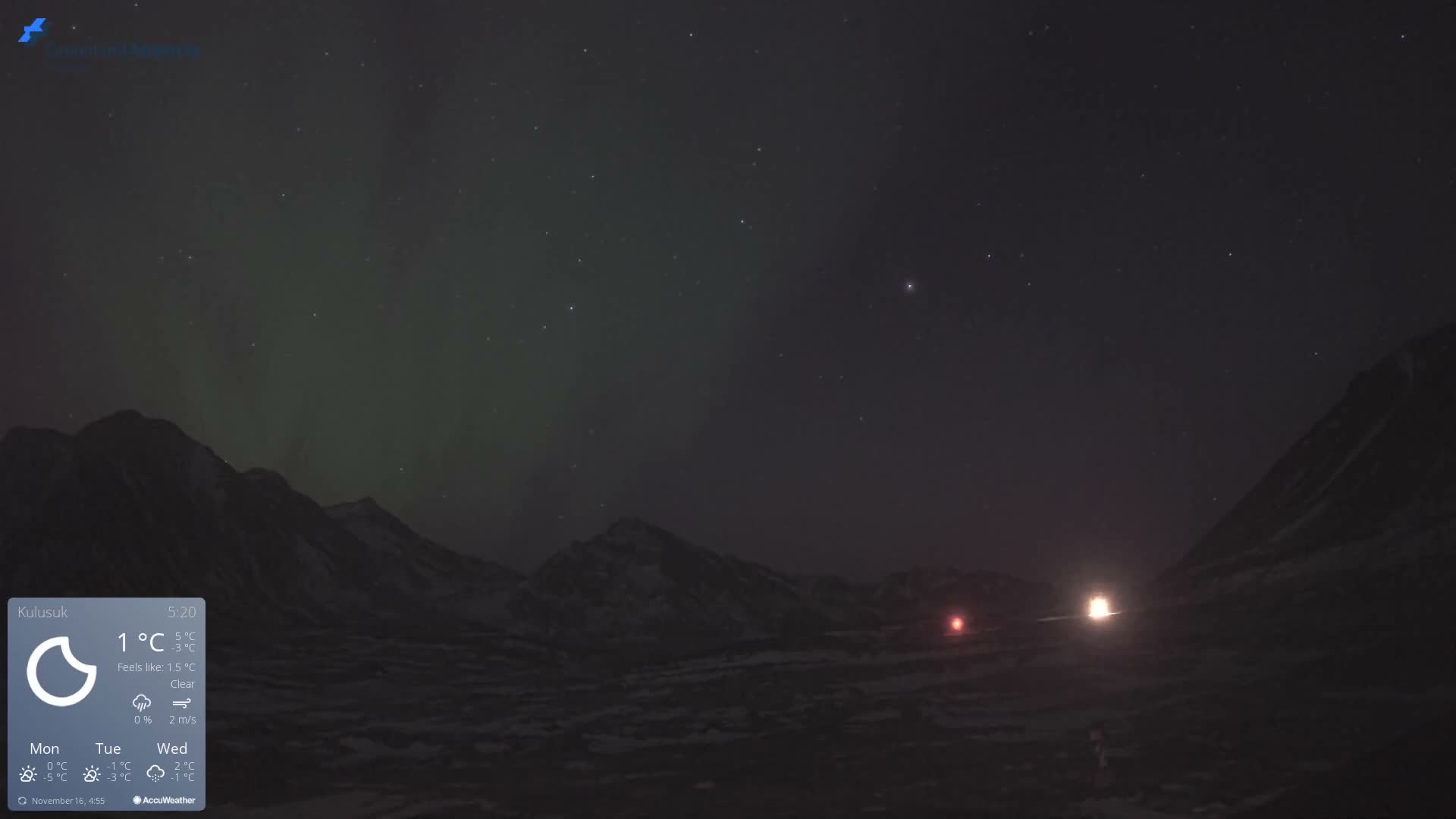 Kulusuk Airport East Towards View Live Cam  KUS / BGKK- Kulusuk, Sermersooq, Greenland, Denmark