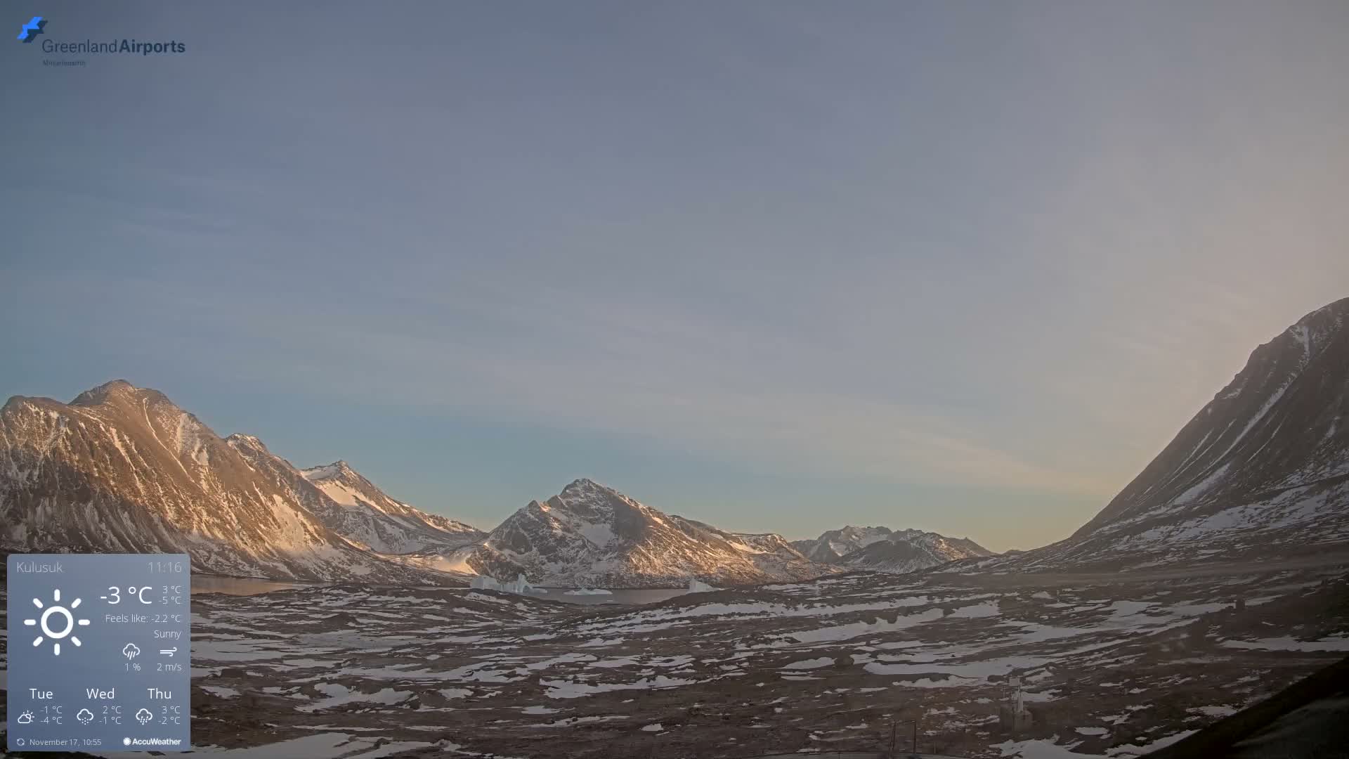 Kulusuk Airport East Towards View Live Cam  KUS / BGKK- Kulusuk, Sermersooq, Greenland, Denmark