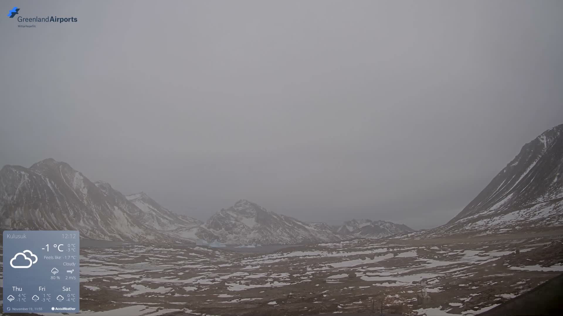 Kulusuk Airport East Towards View Live Cam  KUS / BGKK- Kulusuk, Sermersooq, Greenland, Denmark