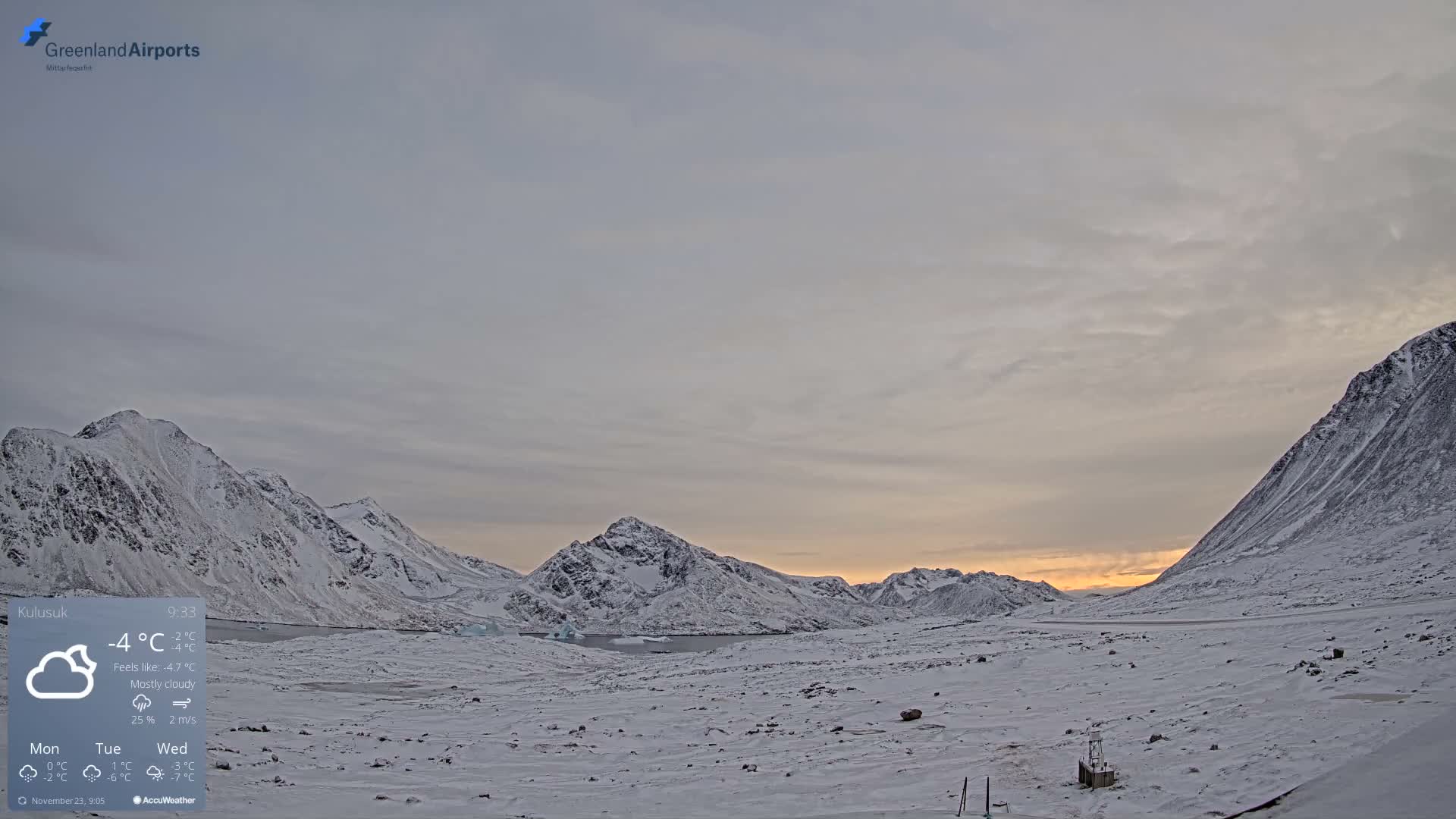 Kulusuk Airport East Towards View Live Cam  KUS / BGKK- Kulusuk, Sermersooq, Greenland, Denmark