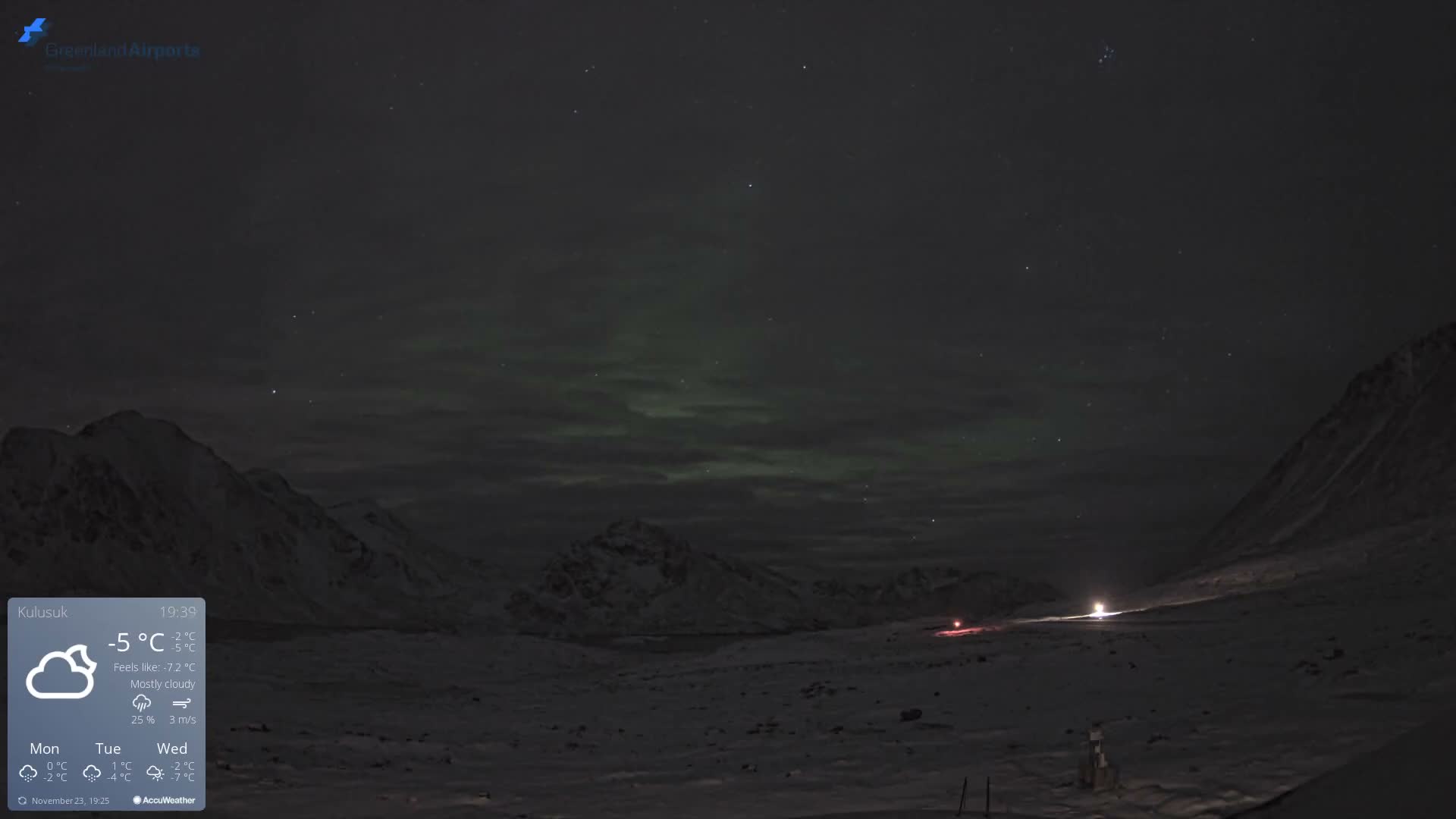 Kulusuk Airport East Towards View Live Cam  KUS / BGKK- Kulusuk, Sermersooq, Greenland, Denmark