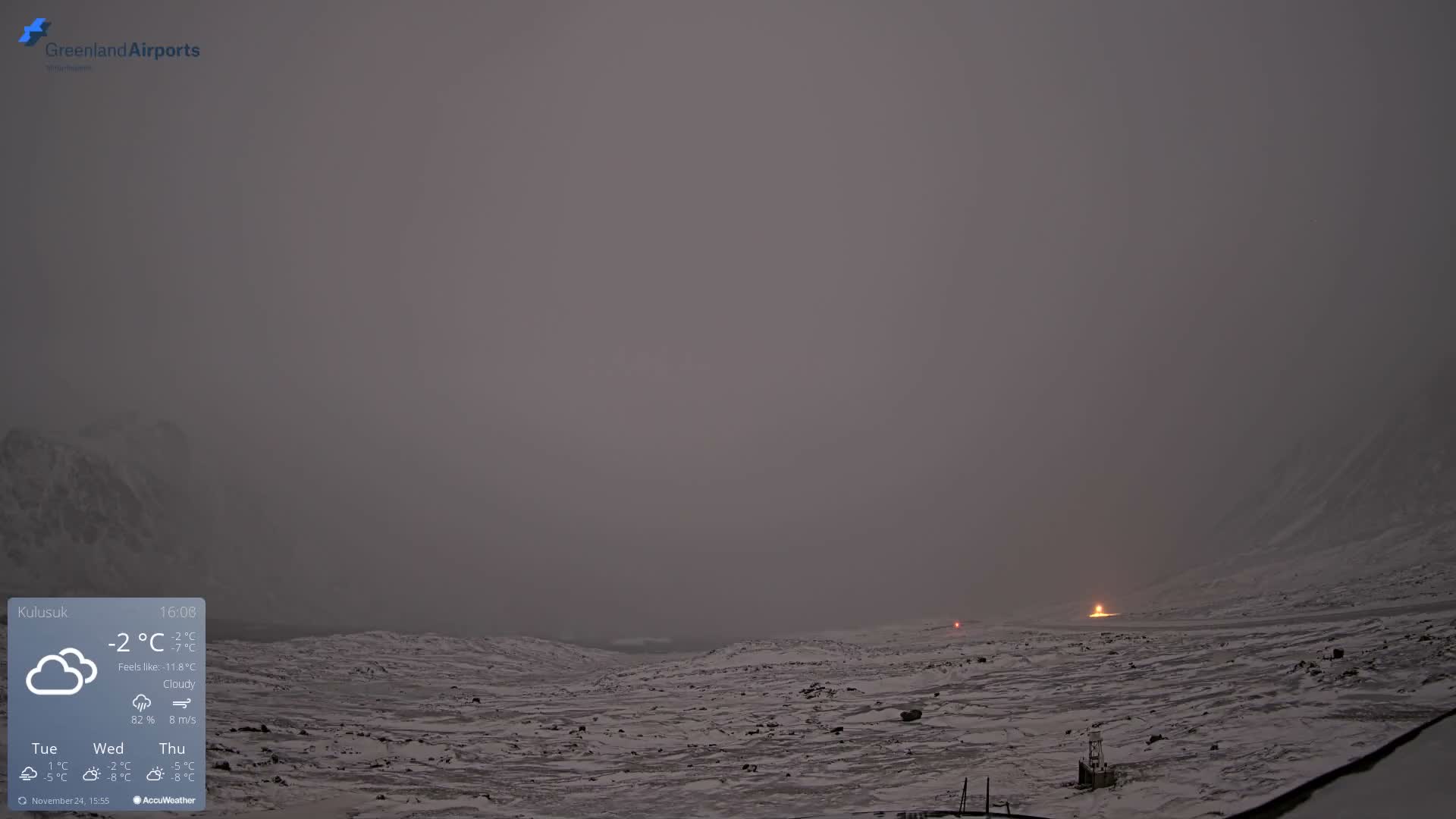 Kulusuk Airport East Towards View Live Cam  KUS / BGKK- Kulusuk, Sermersooq, Greenland, Denmark