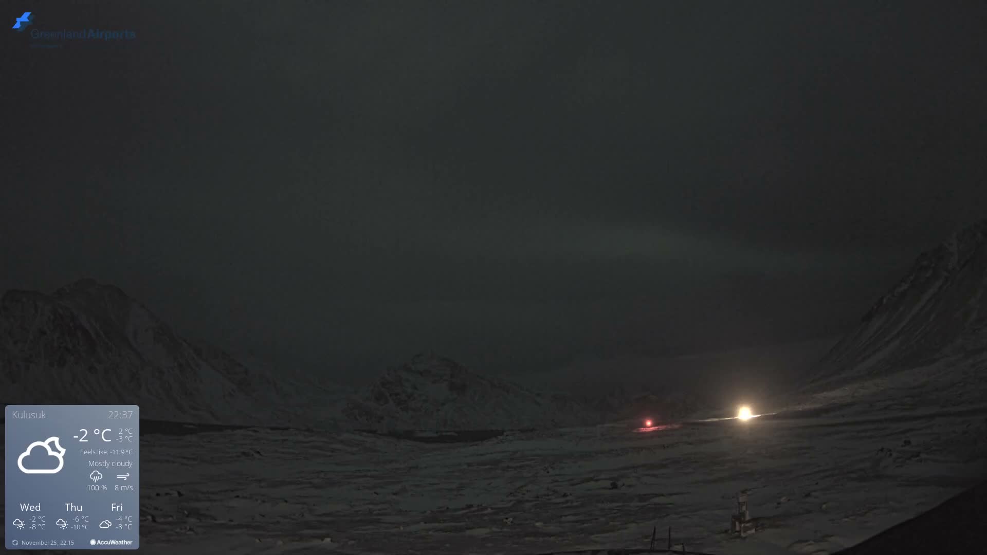 Kulusuk Airport East Towards View Live Cam  KUS / BGKK- Kulusuk, Sermersooq, Greenland, Denmark