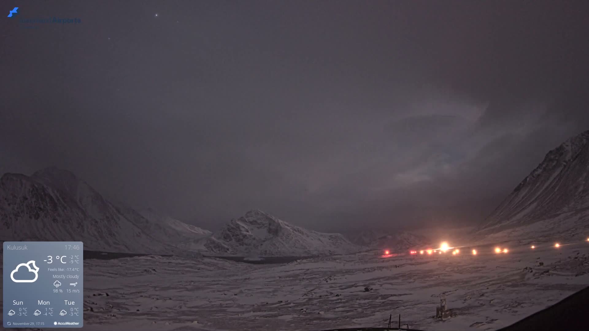 Kulusuk Airport East Towards View Live Cam  KUS / BGKK- Kulusuk, Sermersooq, Greenland, Denmark