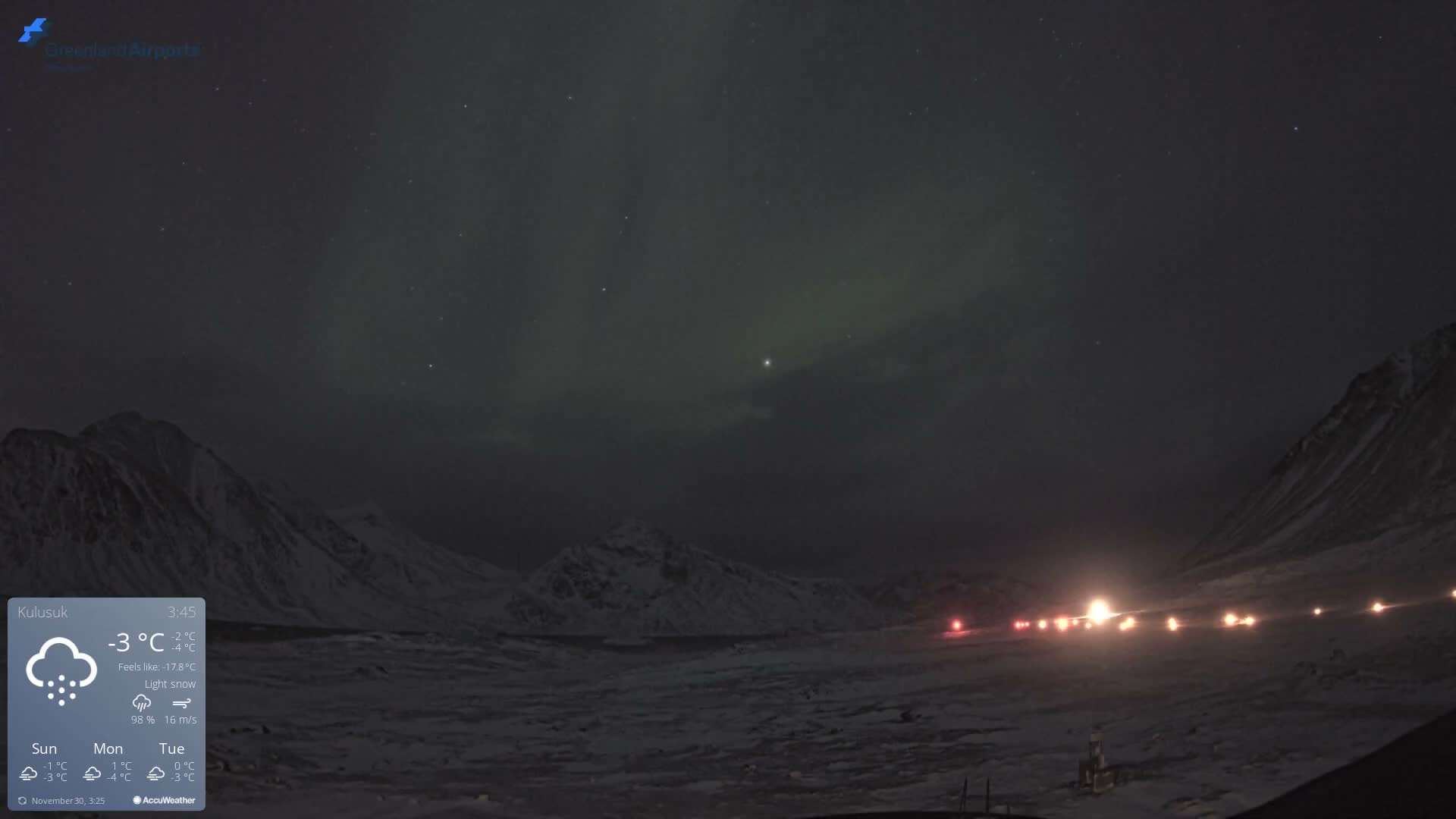 Kulusuk Airport East Towards View Live Cam  KUS / BGKK- Kulusuk, Sermersooq, Greenland, Denmark