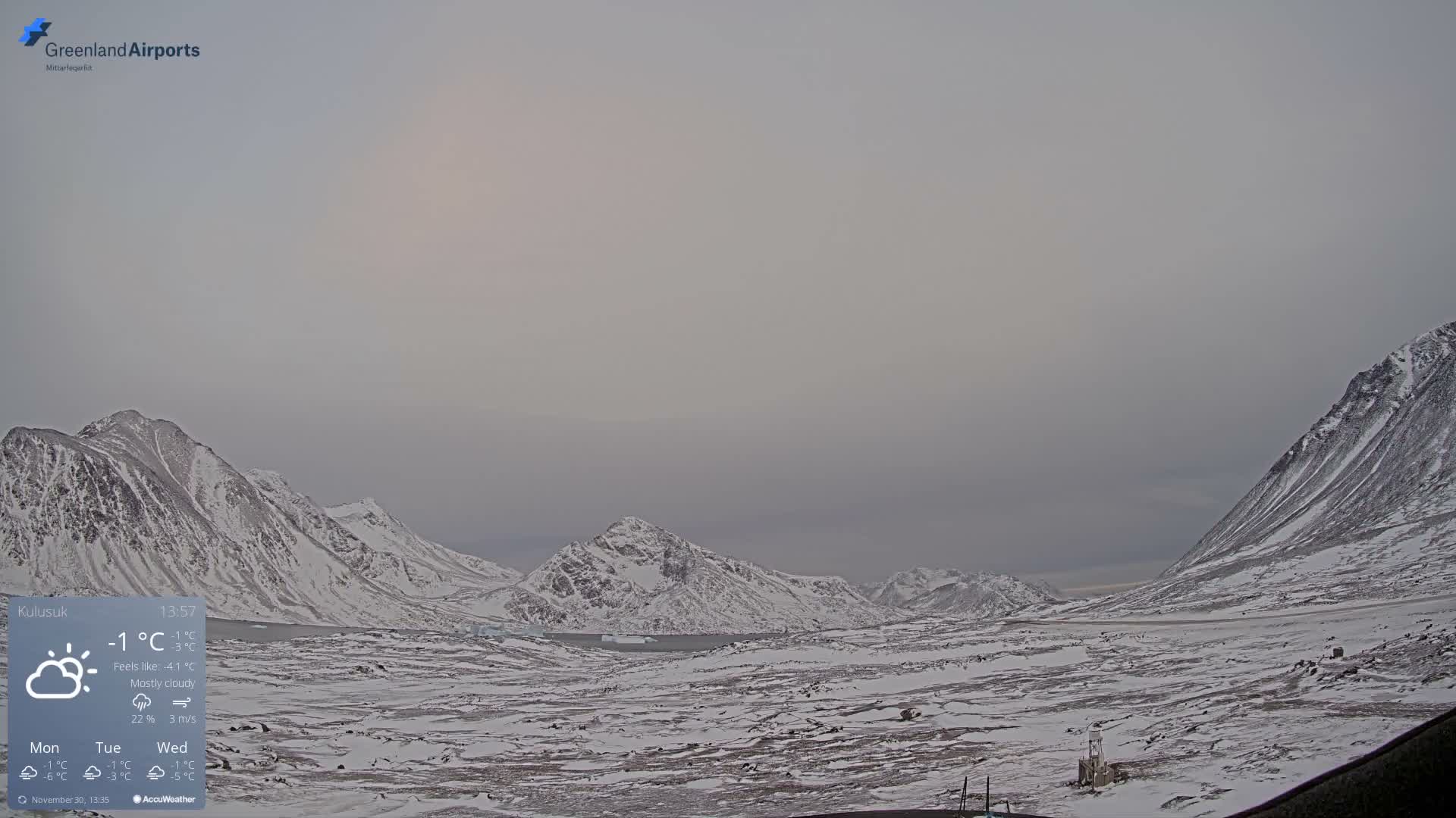 Kulusuk Airport East Towards View Live Cam  KUS / BGKK- Kulusuk, Sermersooq, Greenland, Denmark