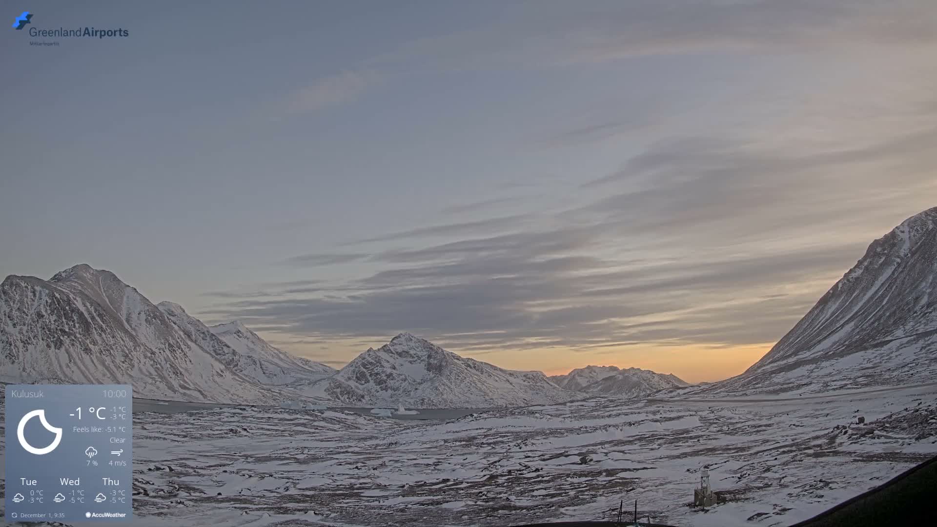 Kulusuk Airport East Towards View Live Cam  KUS / BGKK- Kulusuk, Sermersooq, Greenland, Denmark