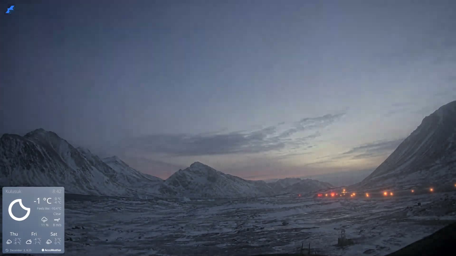 Kulusuk Airport East Towards View Live Cam  KUS / BGKK- Kulusuk, Sermersooq, Greenland, Denmark