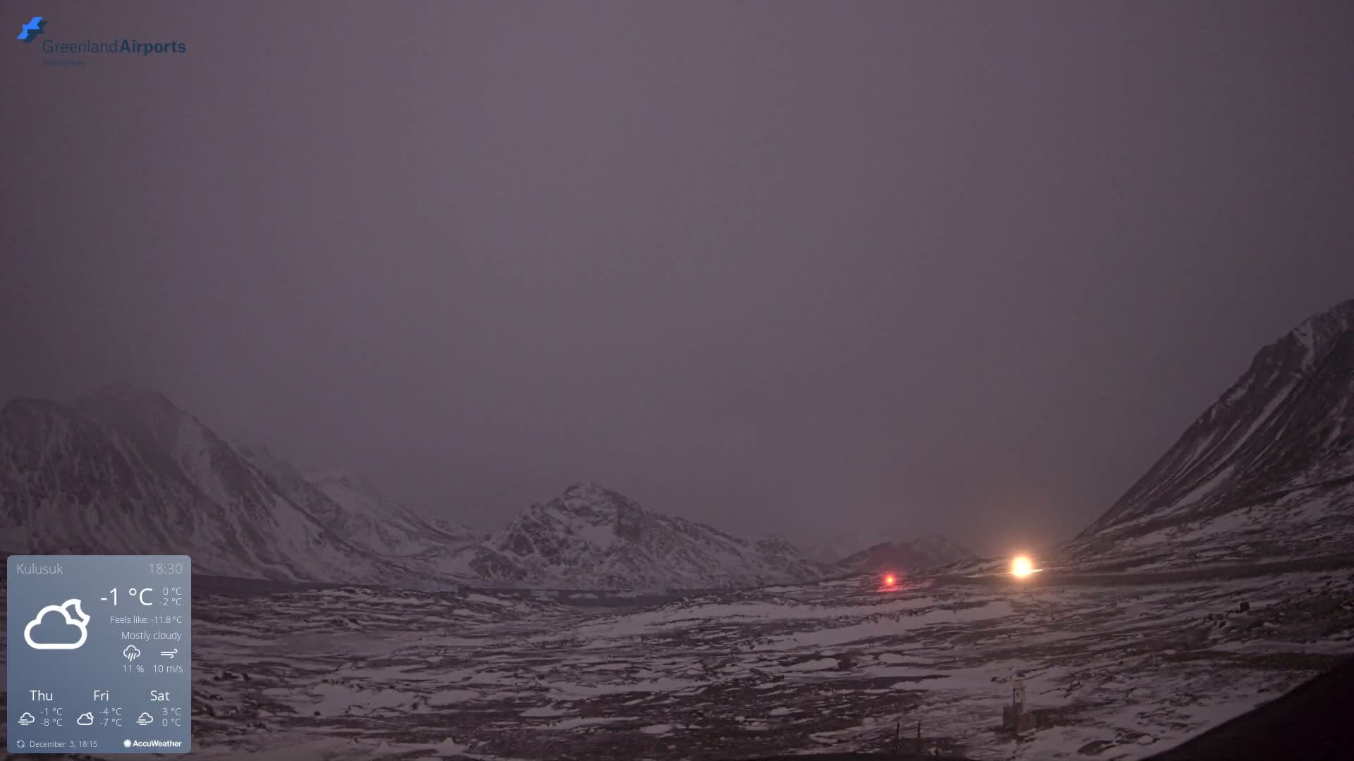 Kulusuk Airport East Towards View Live Cam  KUS / BGKK- Kulusuk, Sermersooq, Greenland, Denmark