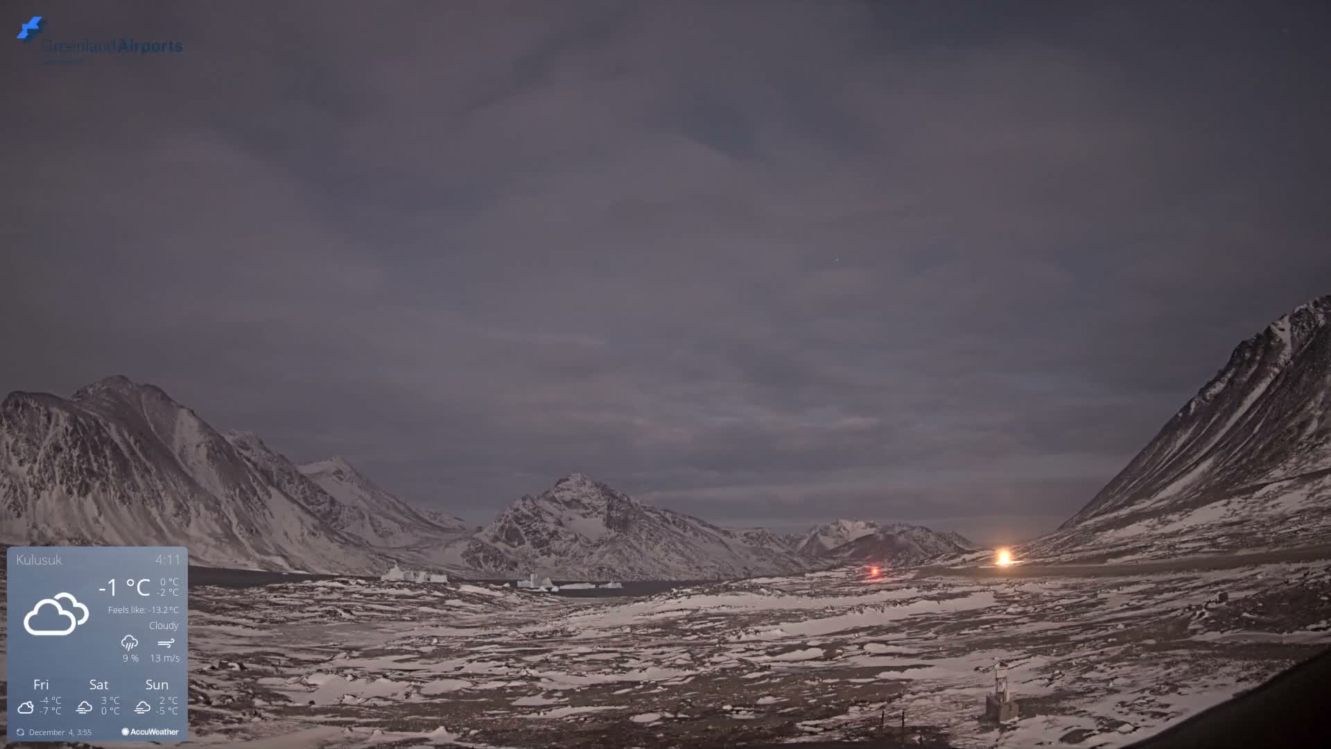 Kulusuk Airport East Towards View Live Cam  KUS / BGKK- Kulusuk, Sermersooq, Greenland, Denmark