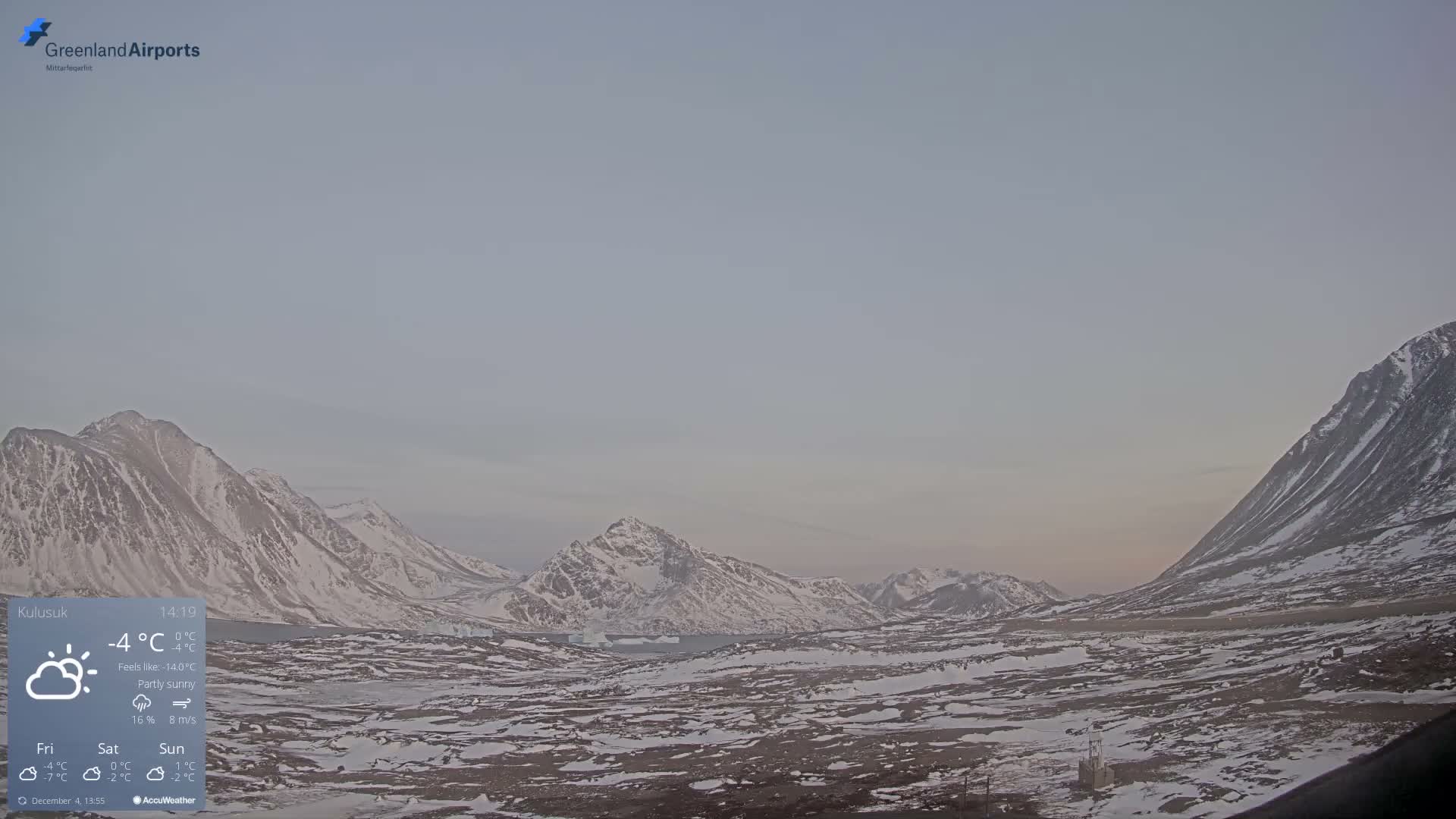 Kulusuk Airport East Towards View Live Cam  KUS / BGKK- Kulusuk, Sermersooq, Greenland, Denmark