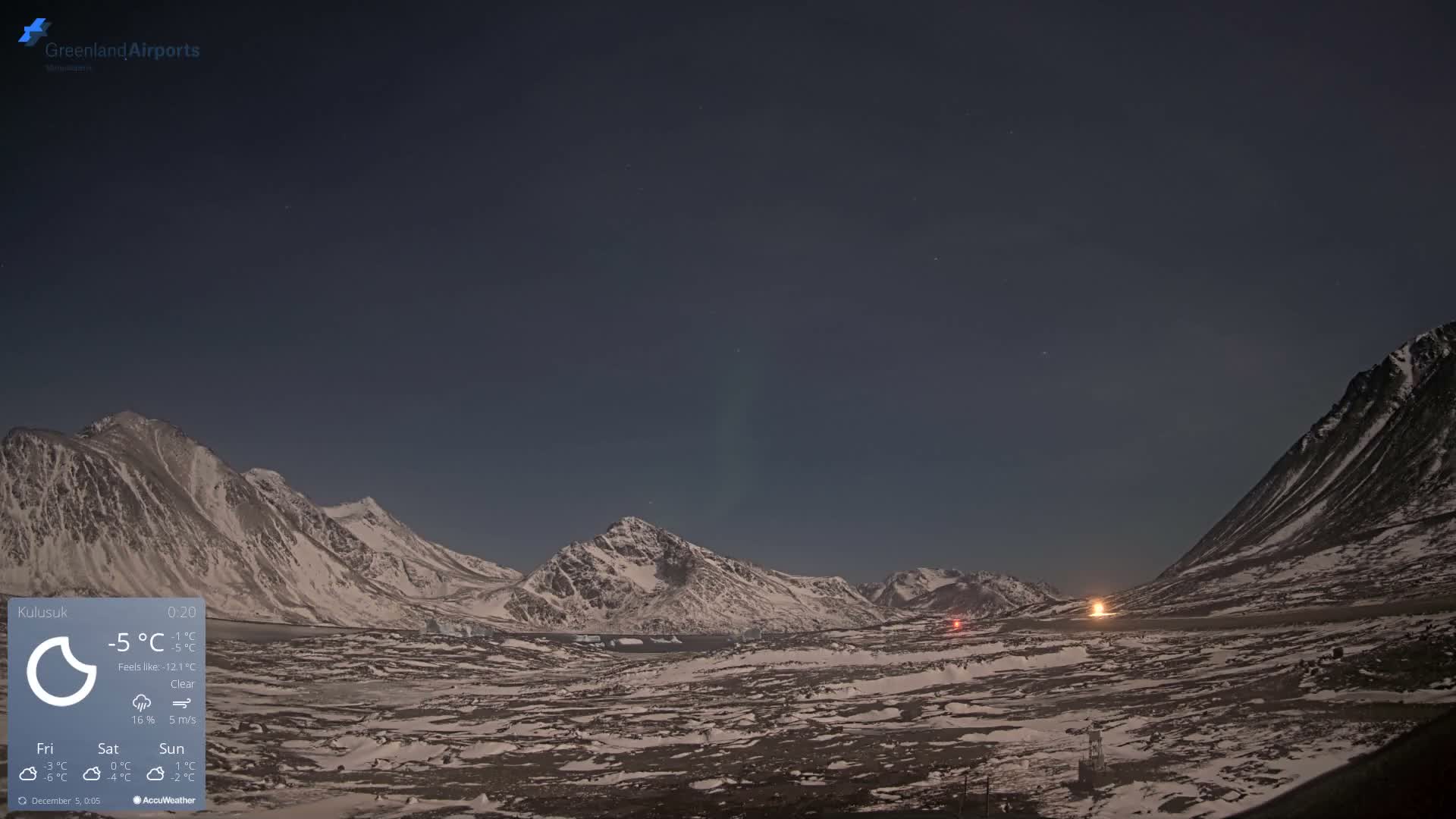Kulusuk Airport East Towards View Live Cam  KUS / BGKK- Kulusuk, Sermersooq, Greenland, Denmark
